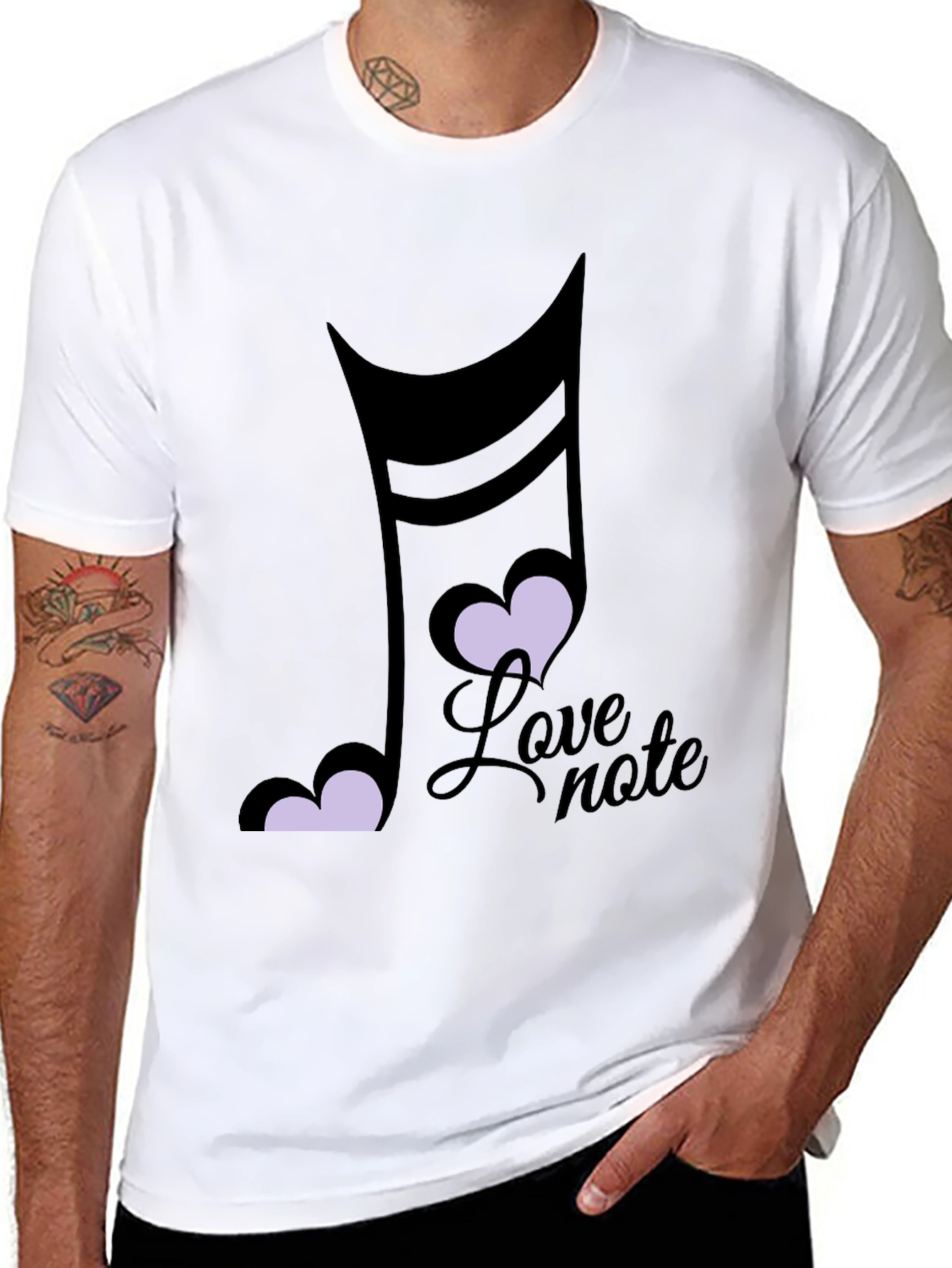 Love Note Music Heart Graphic Black T-Shirt