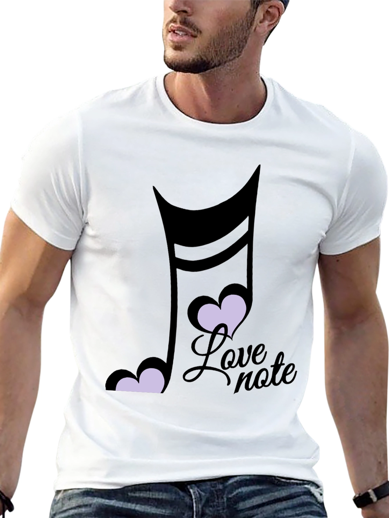 Love Note Music Heart Graphic Black T-Shirt