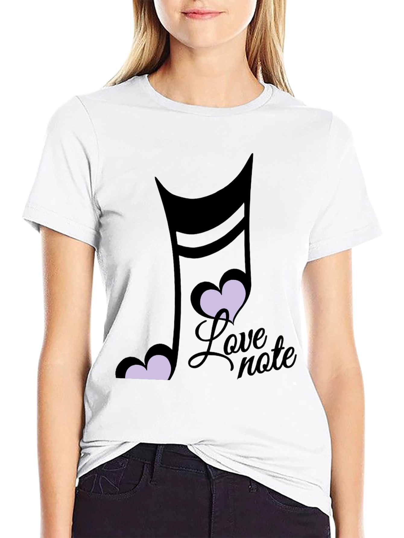Love Note Music Heart Graphic Black T-Shirt