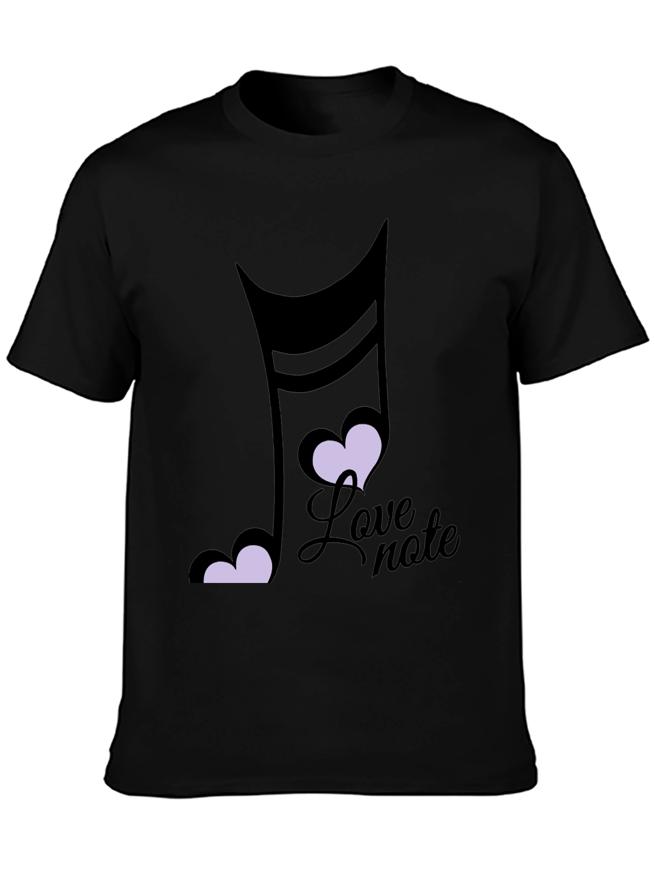 Love Note Music Heart Graphic Black T-Shirt