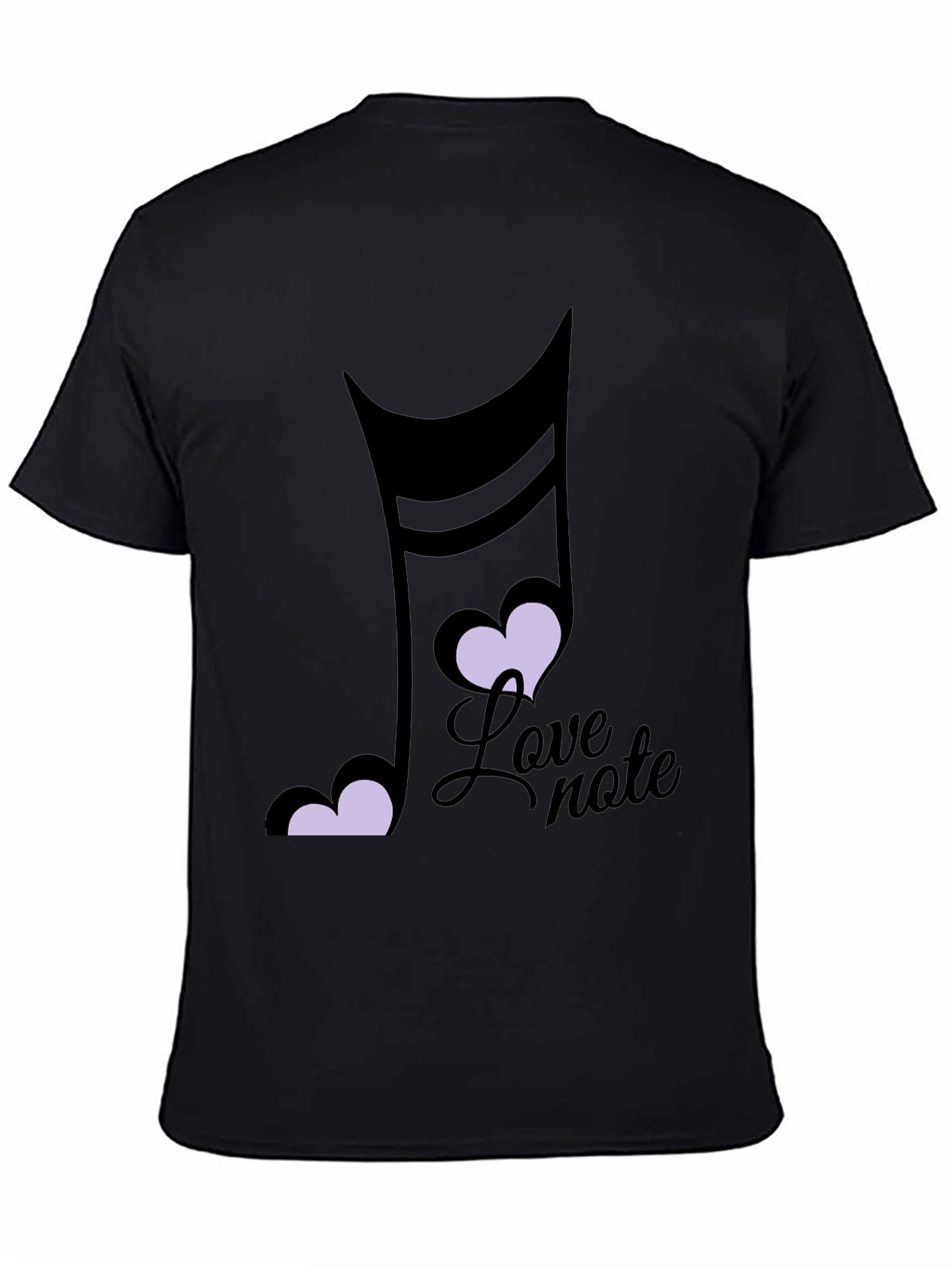 Love Note Music Heart Graphic Black T-Shirt