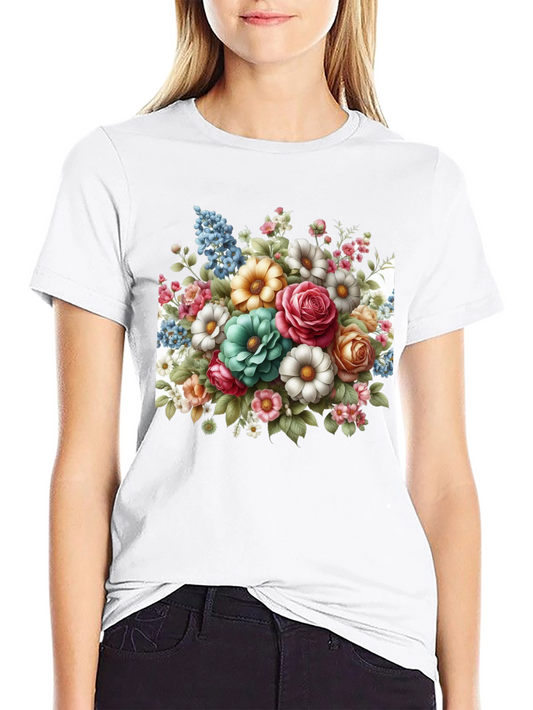 Floral Bouquet Graphic Tee - Black T-Shirt