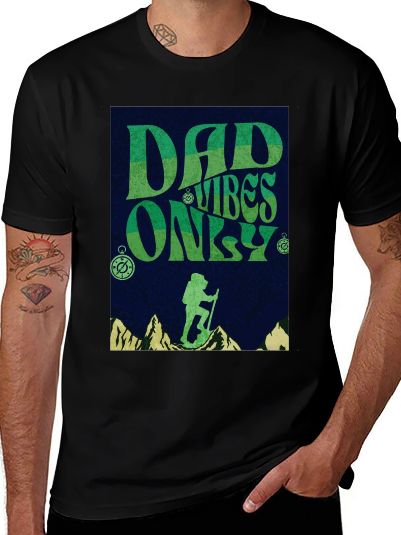 Dad Vibes Only Hiking Graphic Tee