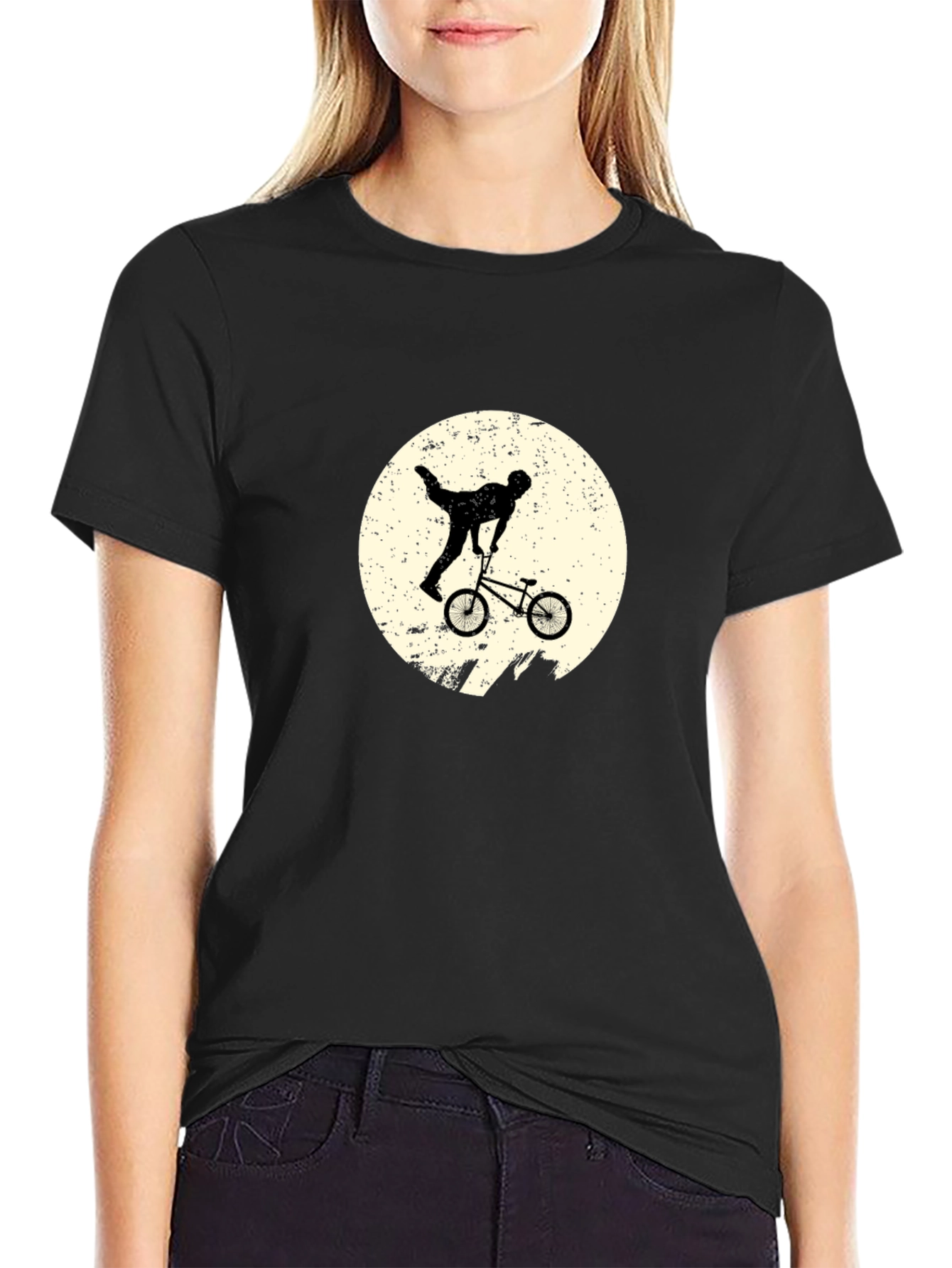 BMX Stunt Silhouette Black T-Shirt