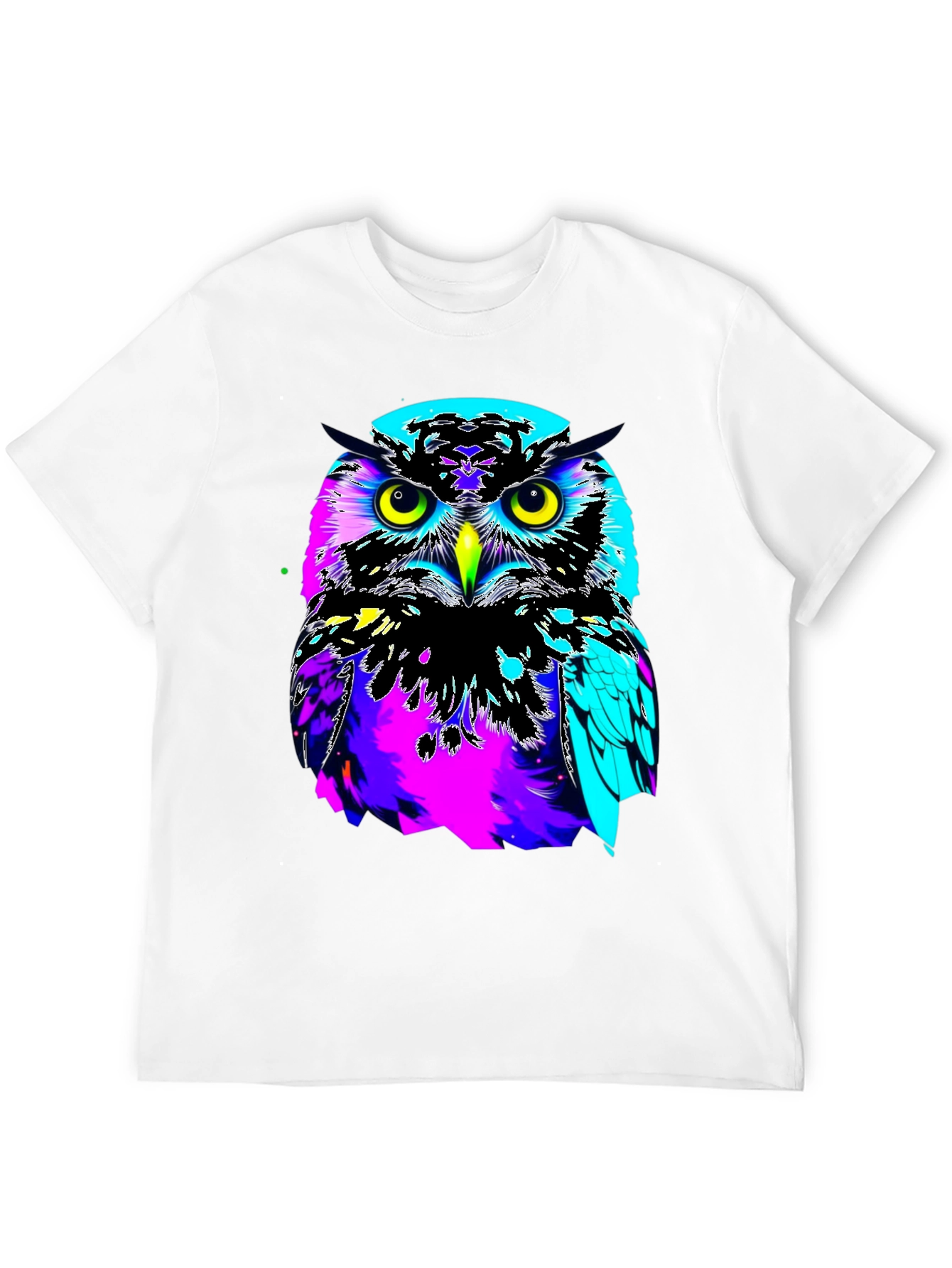 Vibrant Owl Graphic Black T-Shirt