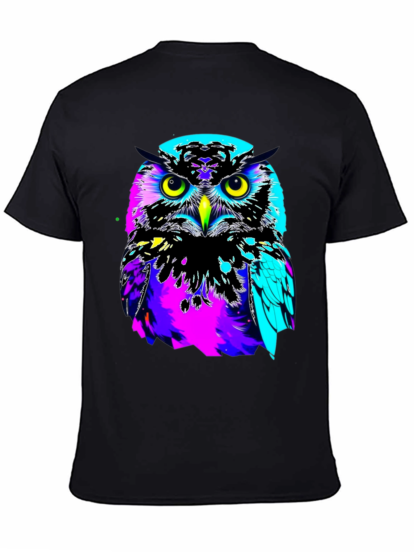 Vibrant Owl Graphic Black T-Shirt