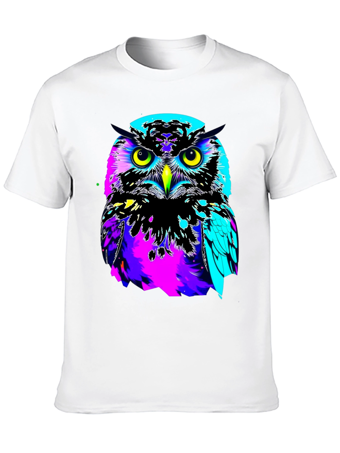 Vibrant Owl Graphic Black T-Shirt