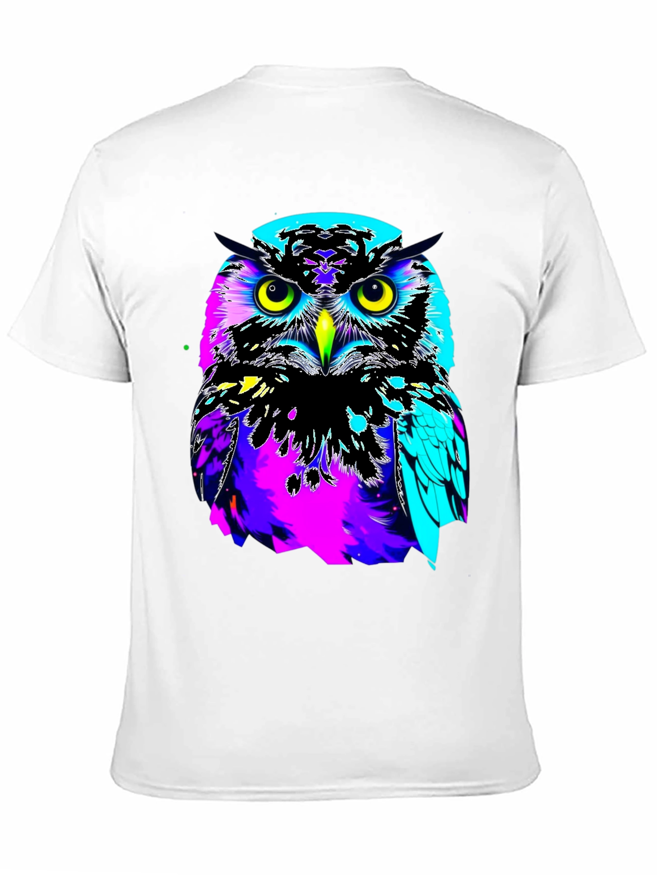 Vibrant Owl Graphic Black T-Shirt