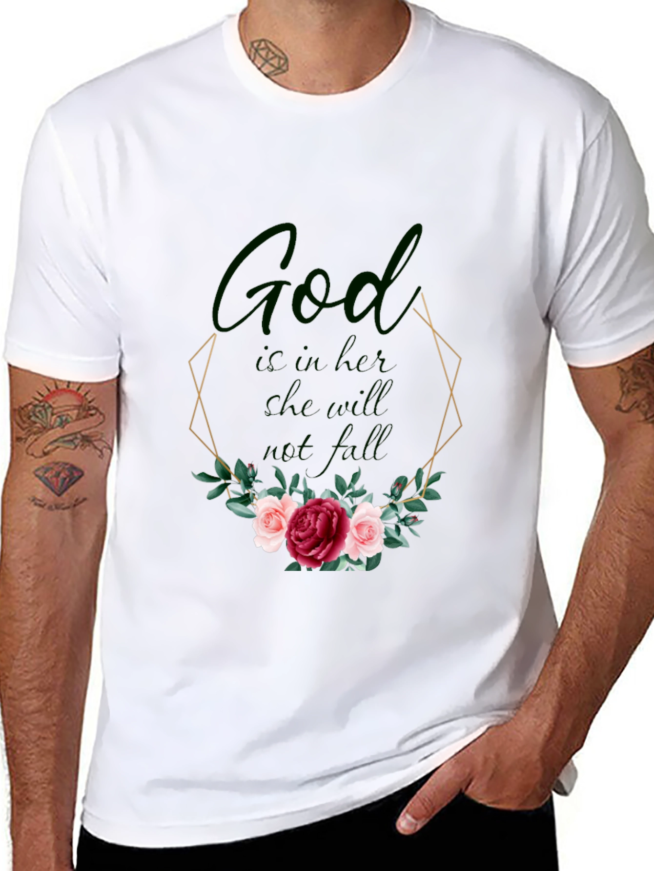 God Is In Her Tee - Floral Design
