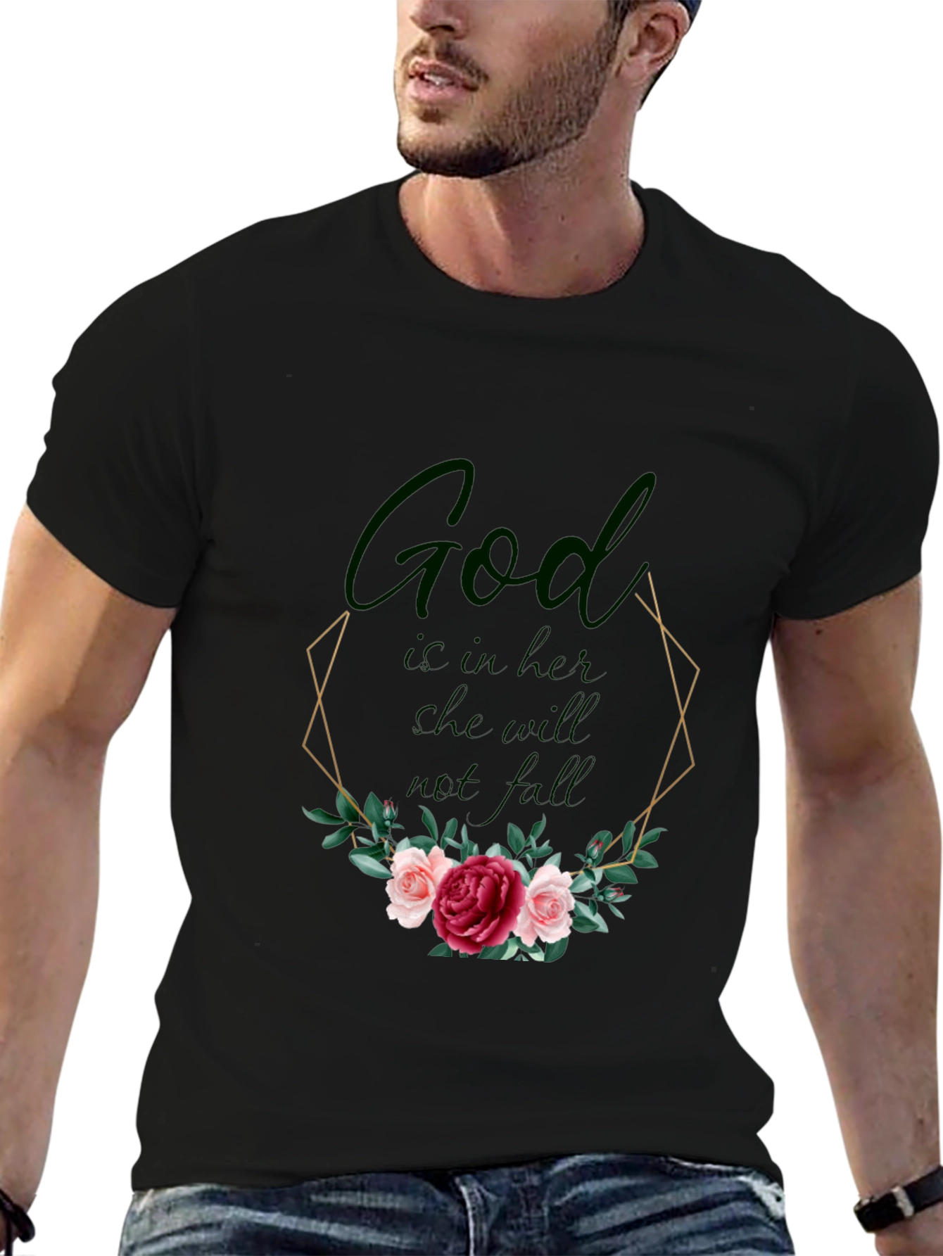 God Is In Her Tee - Floral Design