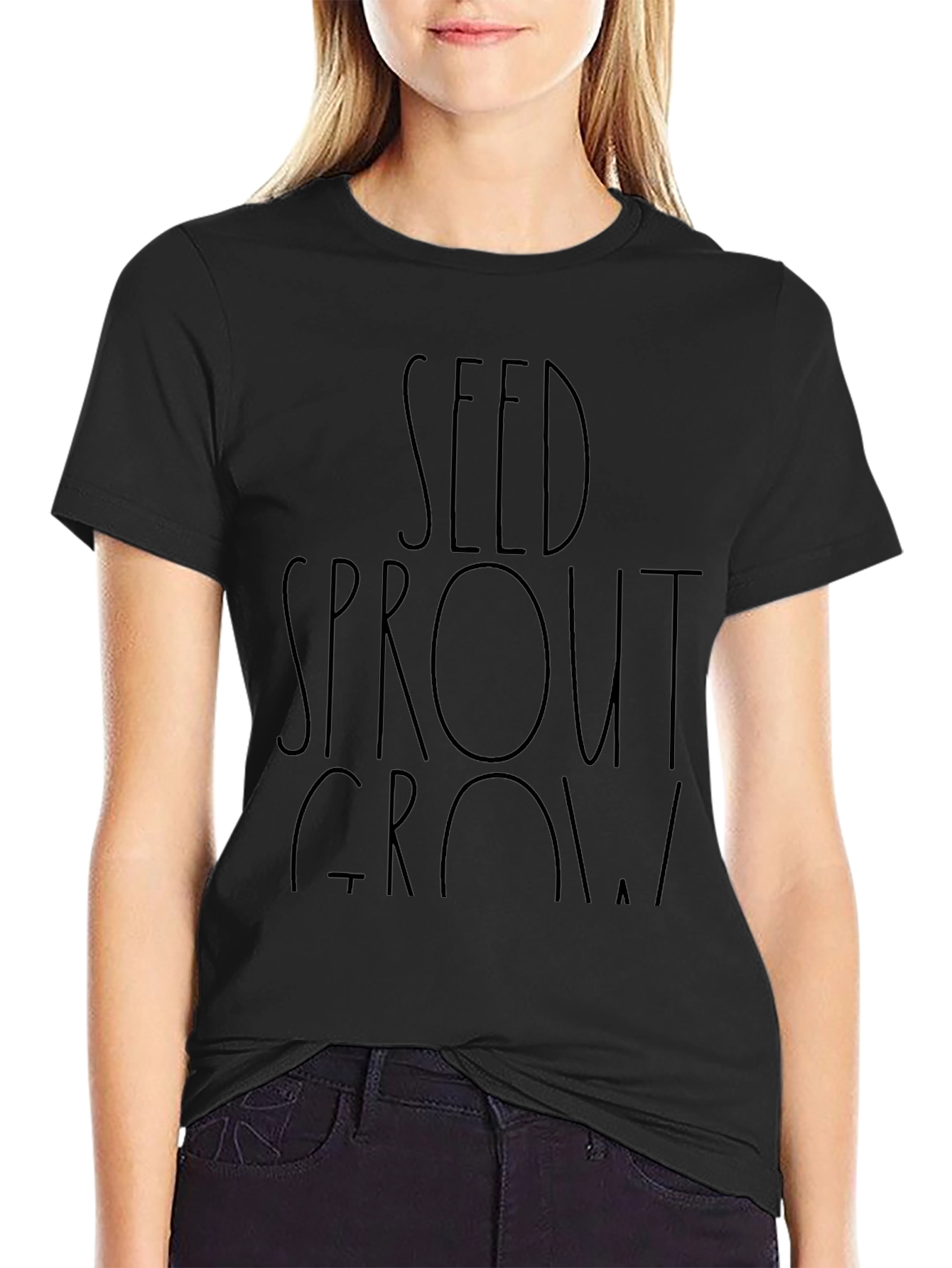 Seed Sprout Grow Black T-Shirt