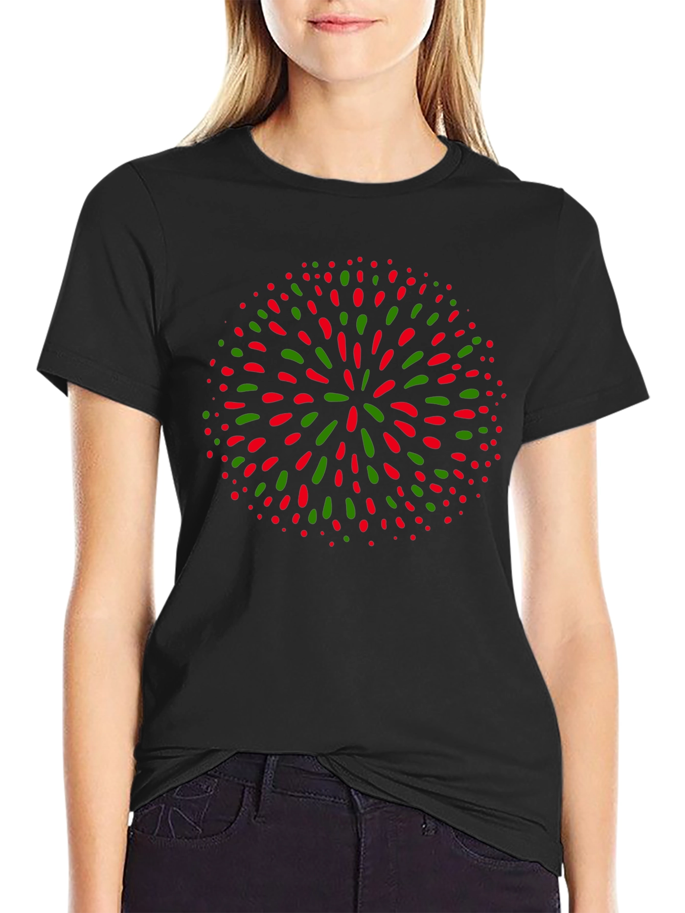 Festive Burst Tee - Red and Green Holiday Graphic