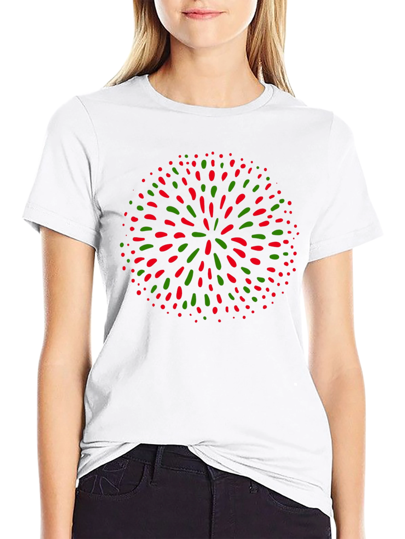 Festive Burst Tee - Red and Green Holiday Graphic