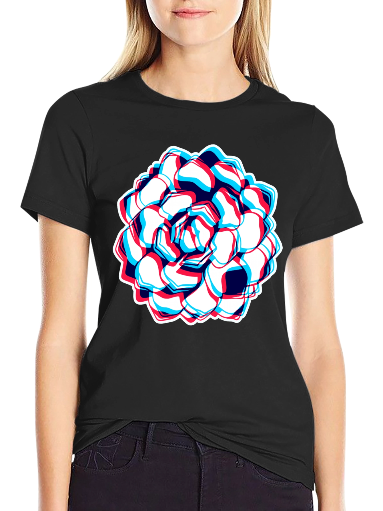 Optical Illusion Flower Graphic T-Shirt