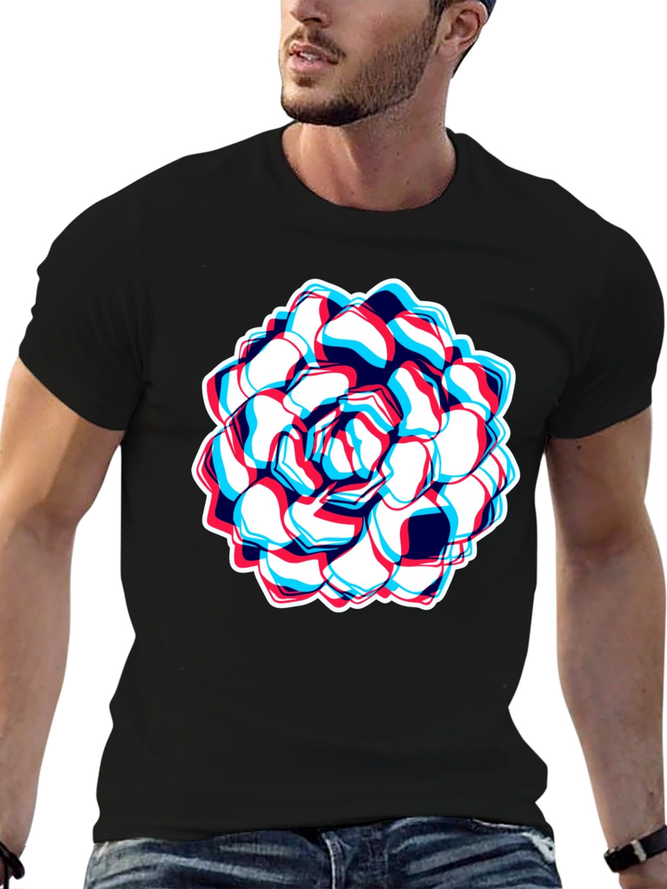 Optical Illusion Flower Graphic T-Shirt