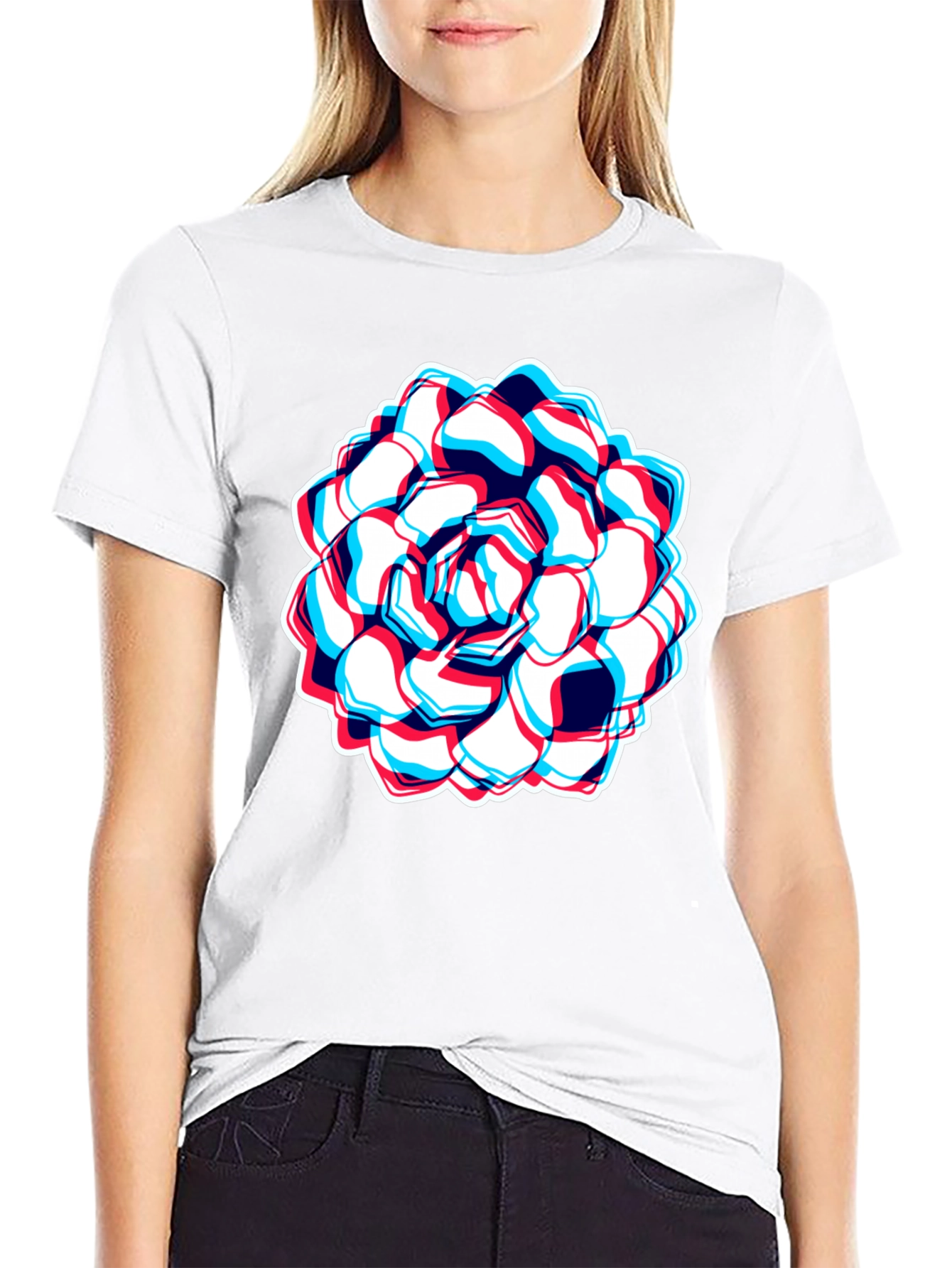 Optical Illusion Flower Graphic T-Shirt
