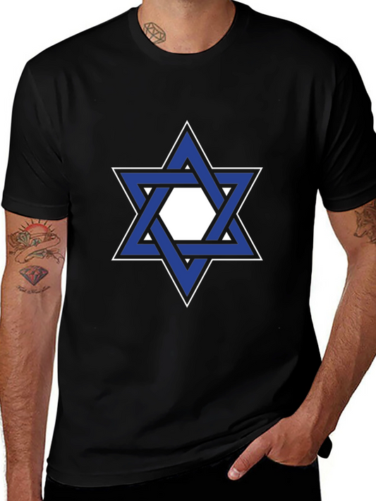 Star of David Graphic Tee - Black Cotton T-Shirt