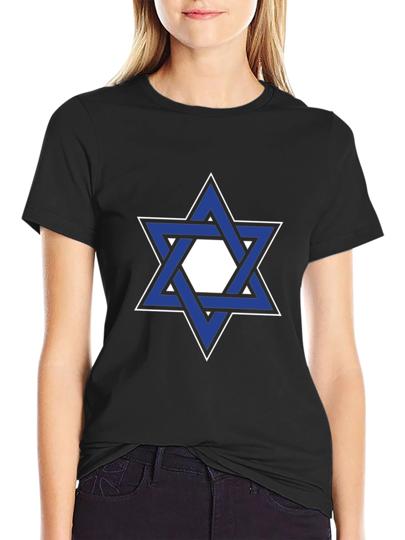 Star of David Graphic Tee - Black Cotton T-Shirt