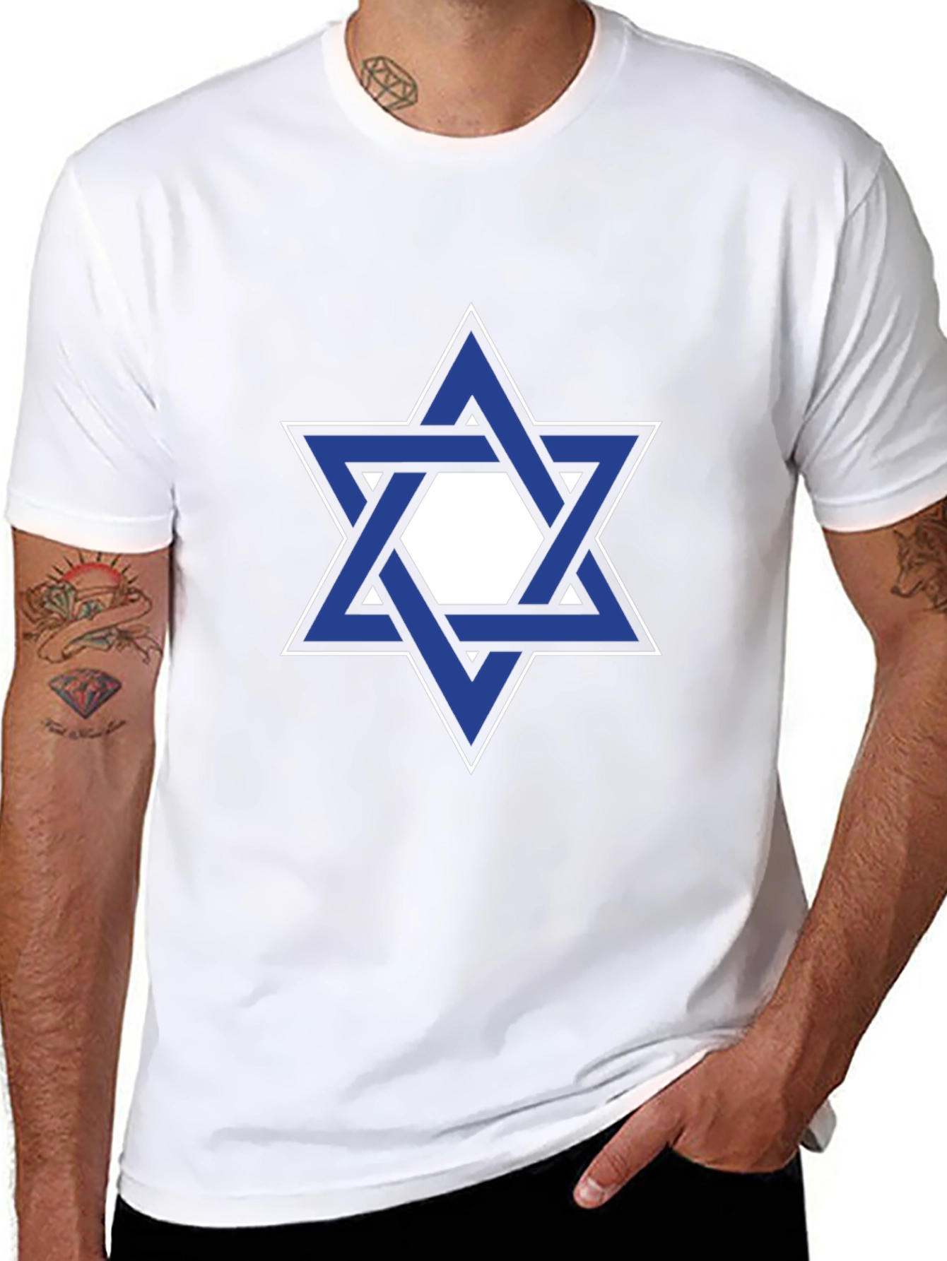 Star of David Graphic Tee - Black Cotton T-Shirt