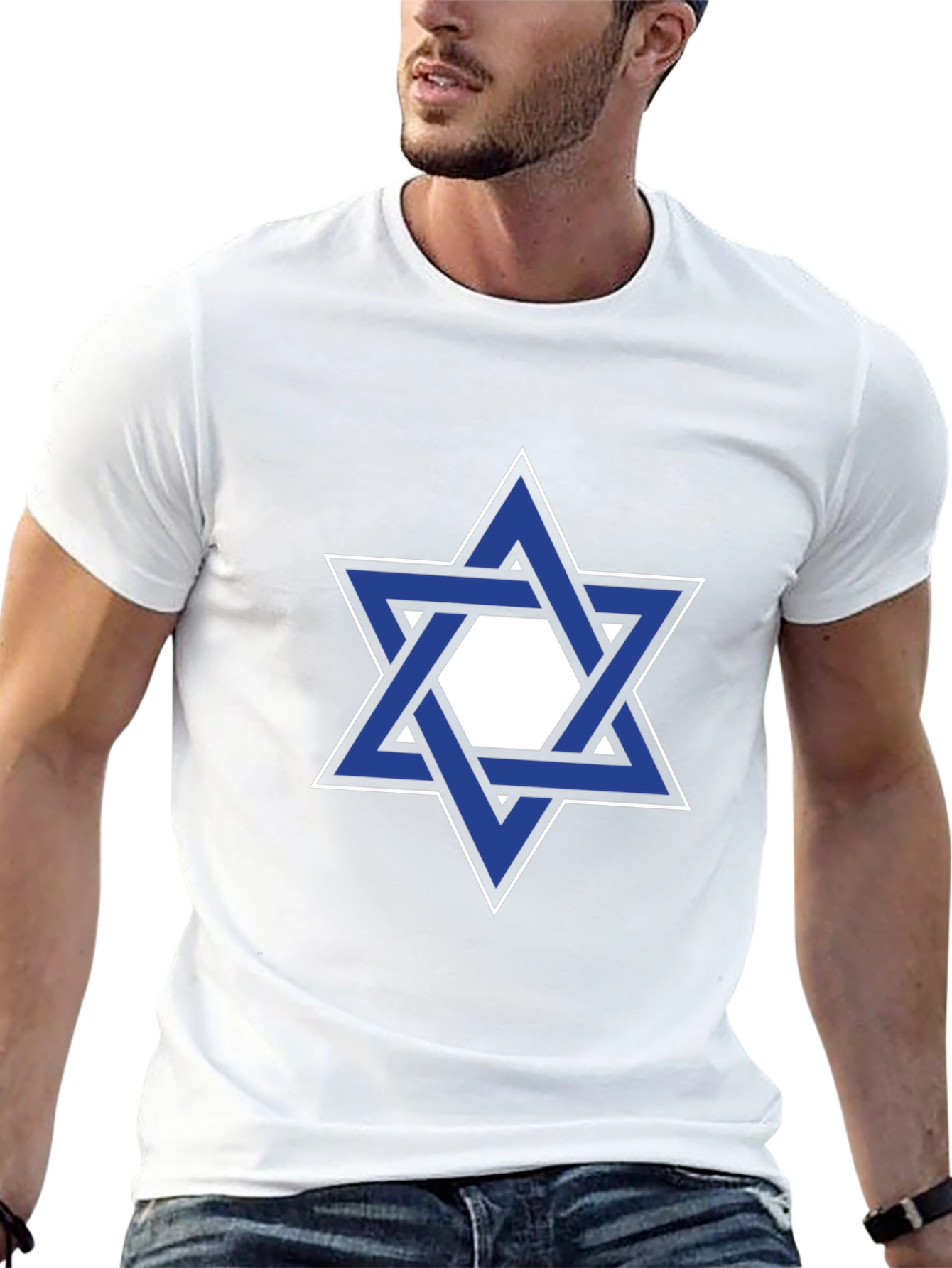 Star of David Graphic Tee - Black Cotton T-Shirt