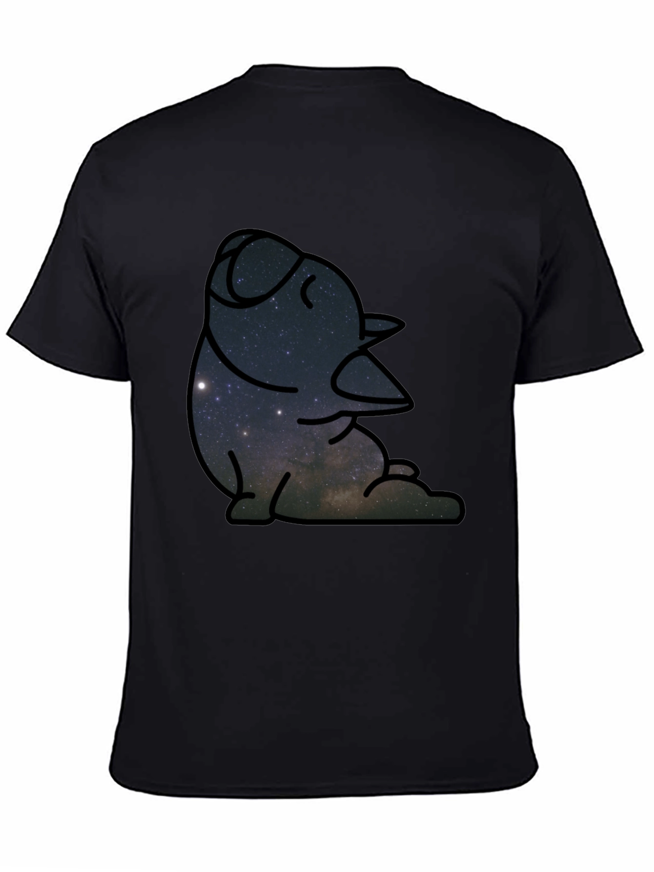 Cosmic Penguin Graphic Tee - Black Cotton Comfort