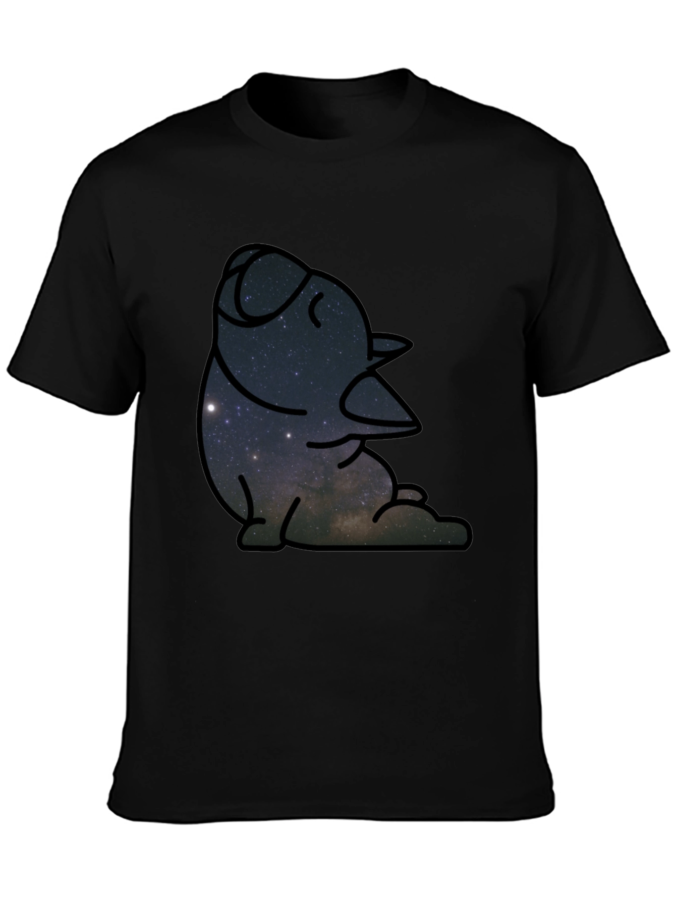 Cosmic Penguin Graphic Tee - Black Cotton Comfort
