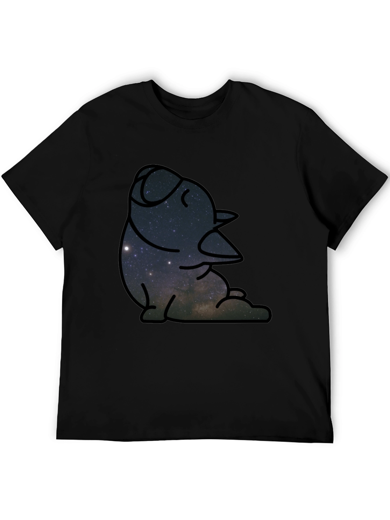 Cosmic Penguin Graphic Tee - Black Cotton Comfort