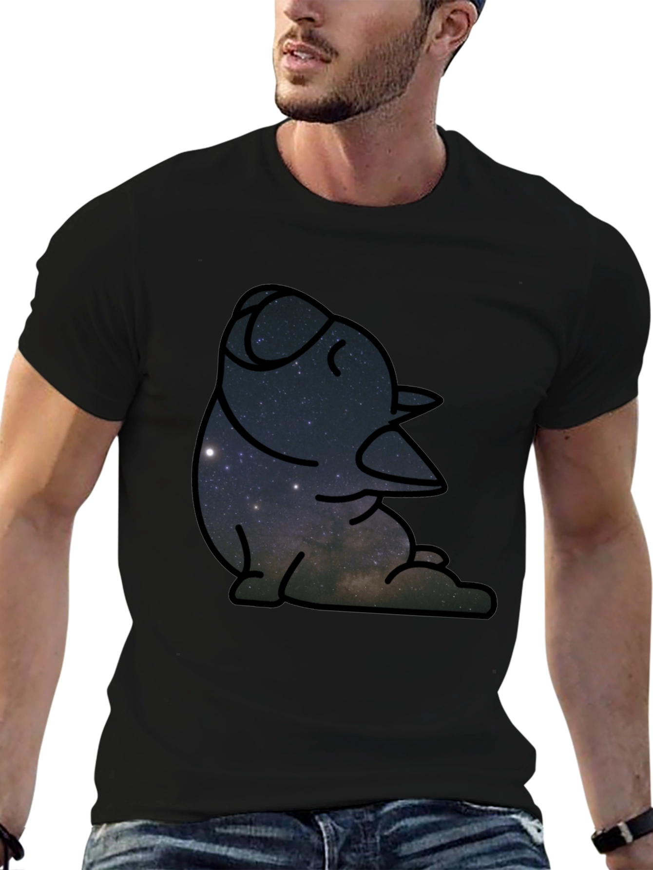 Cosmic Penguin Graphic Tee - Black Cotton Comfort