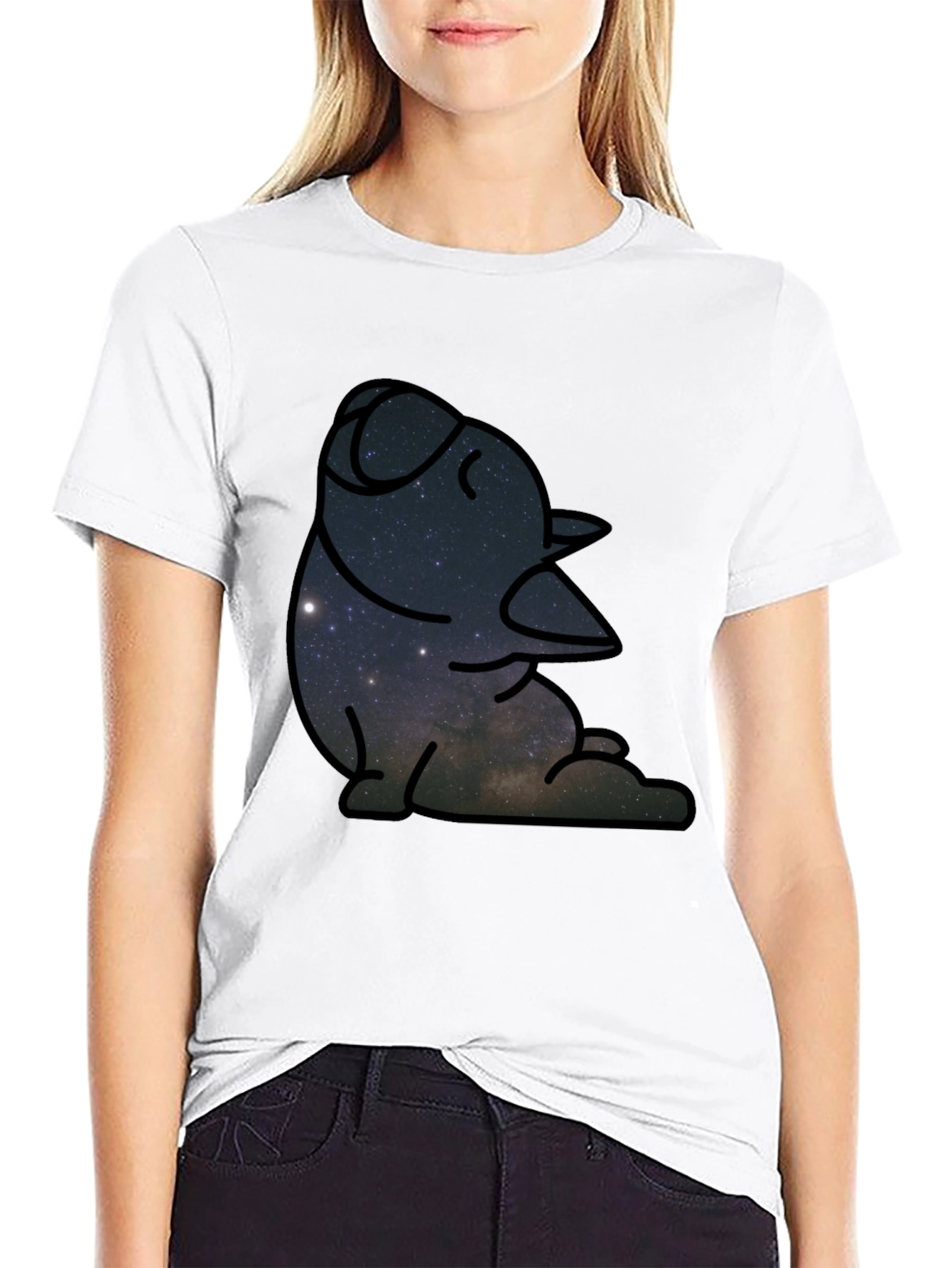 Cosmic Penguin Graphic Tee - Black Cotton Comfort