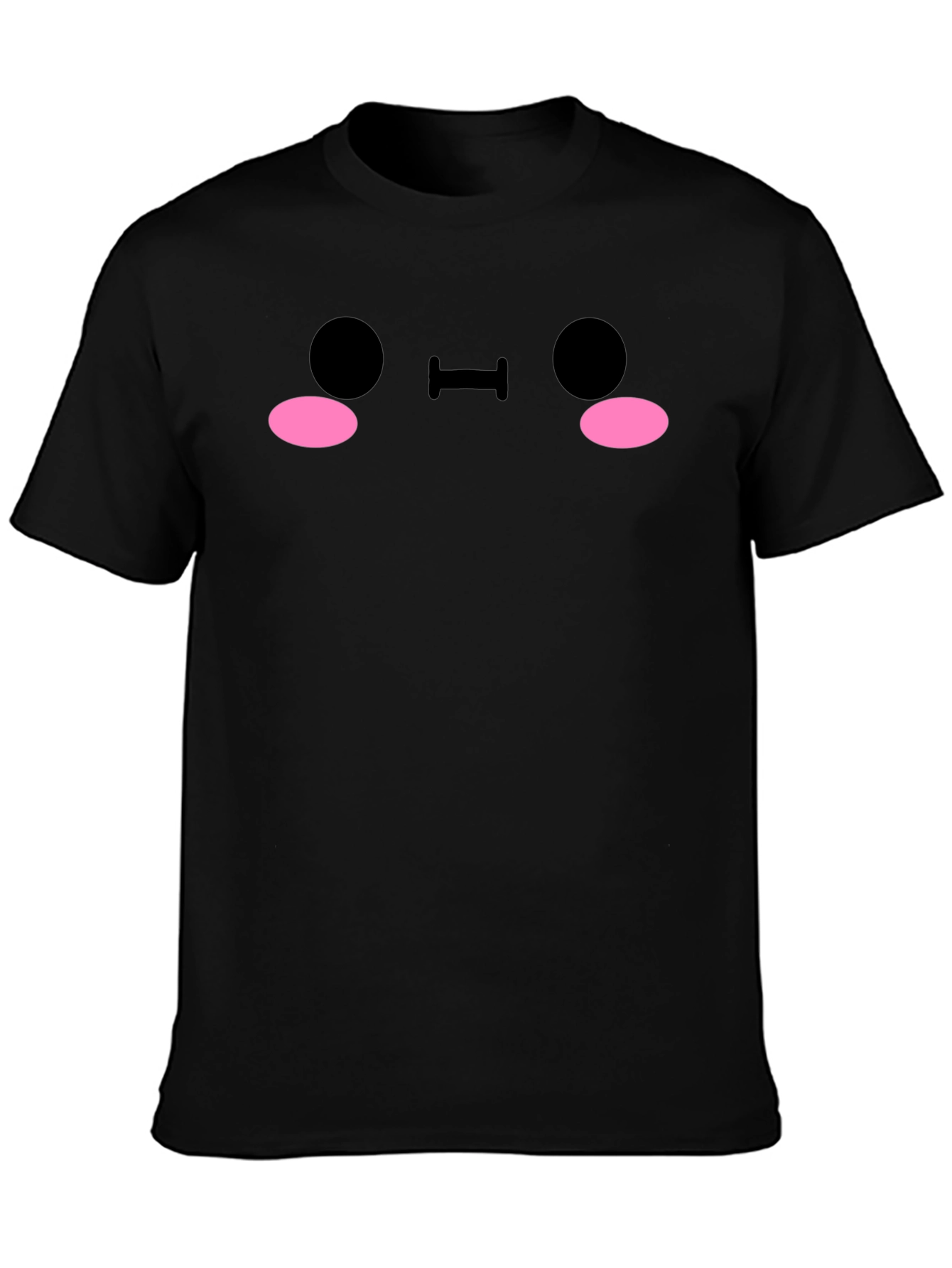 Cute Anime Face Black T-Shirt