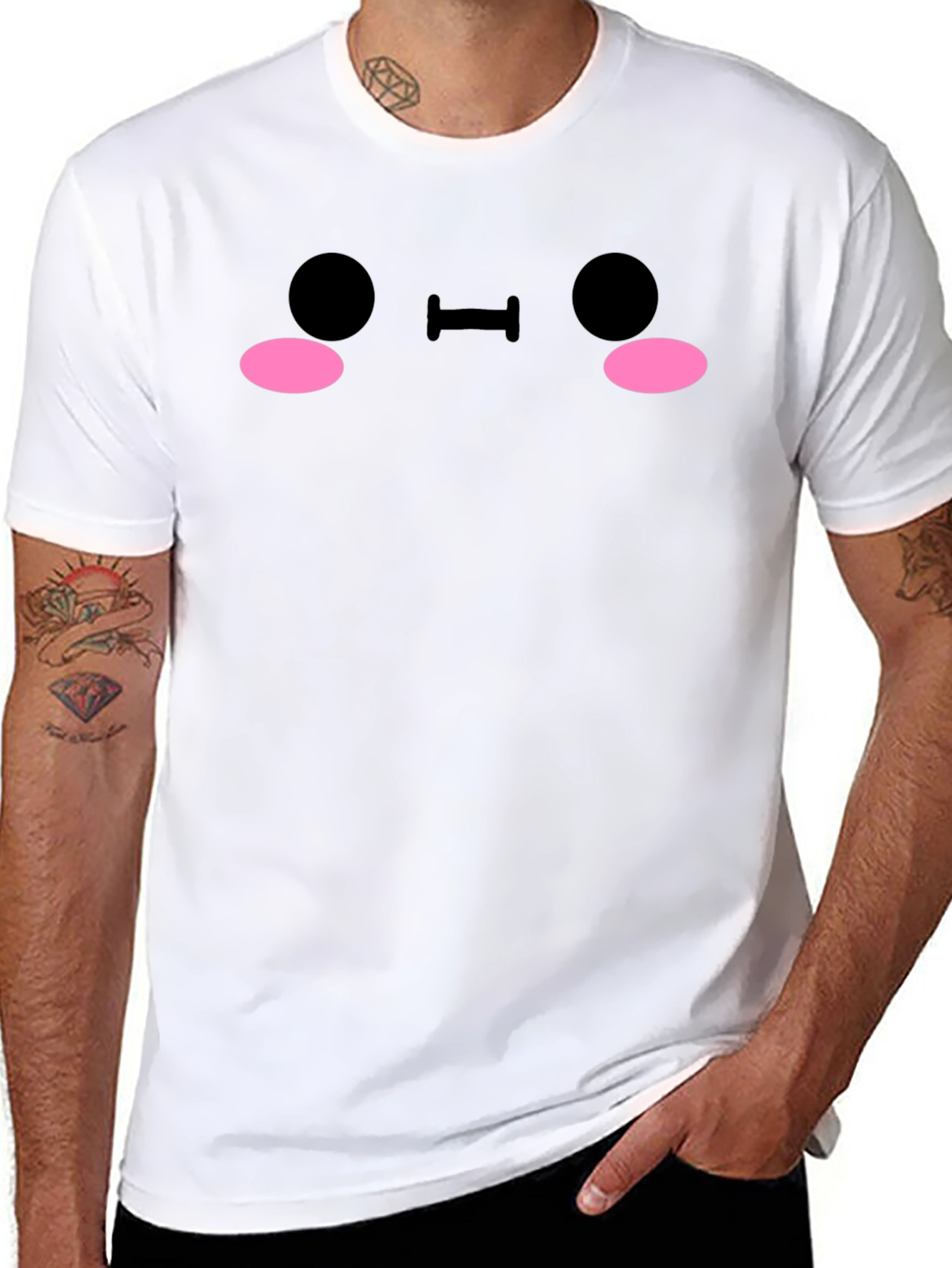 Cute Anime Face Black T-Shirt