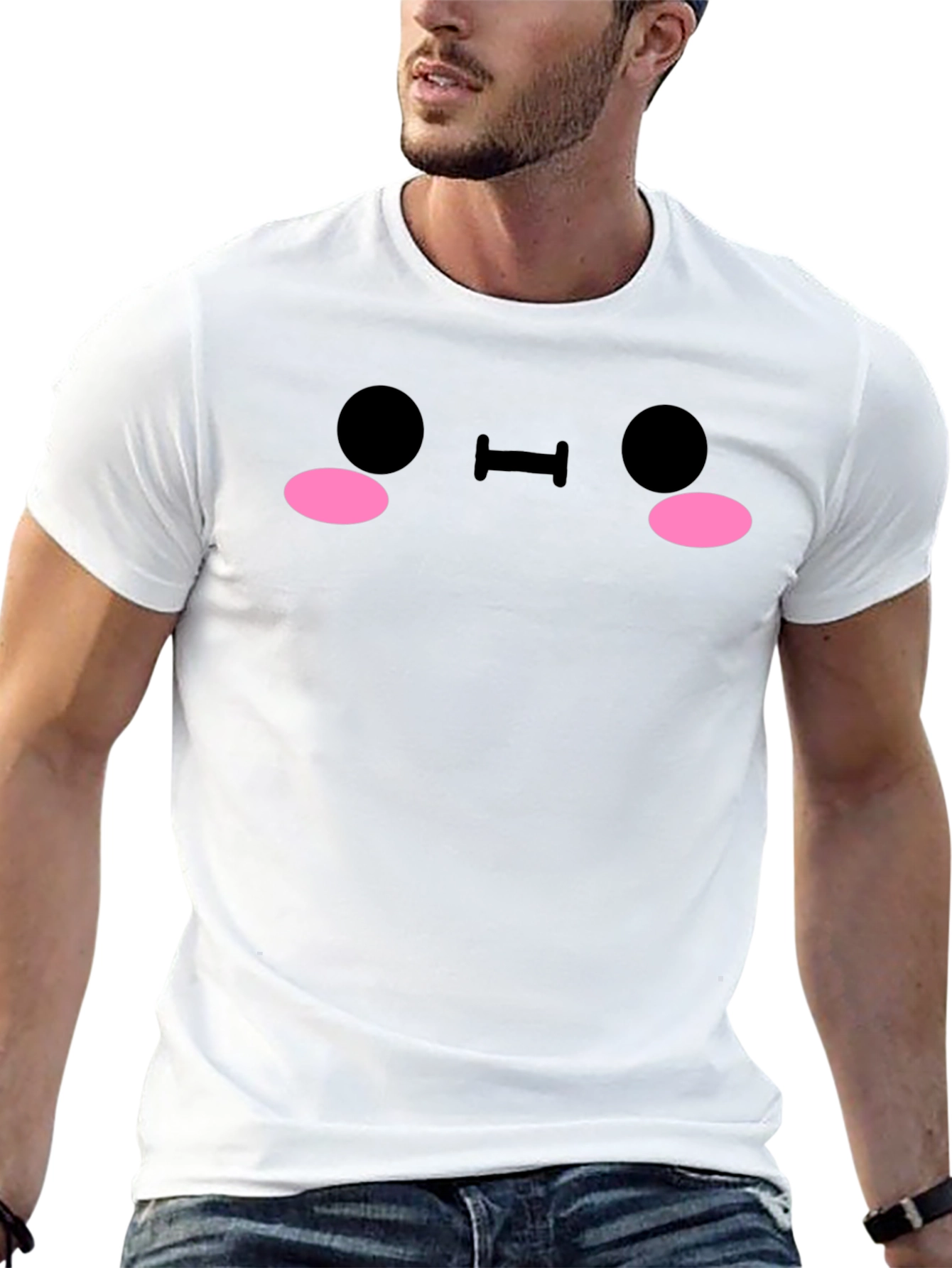 Cute Anime Face Black T-Shirt