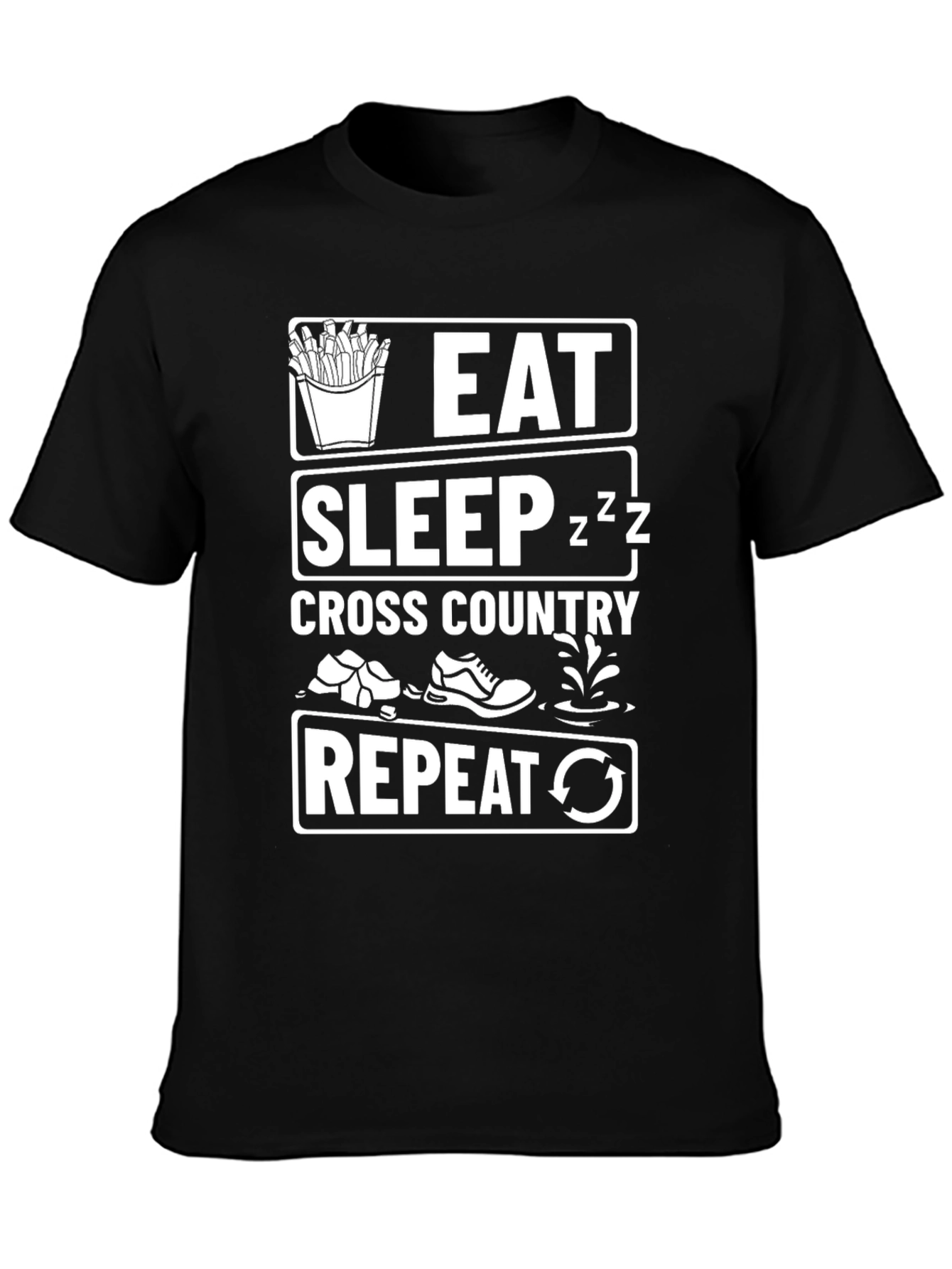 Eat Sleep Cross Country Repeat Black T-Shirt