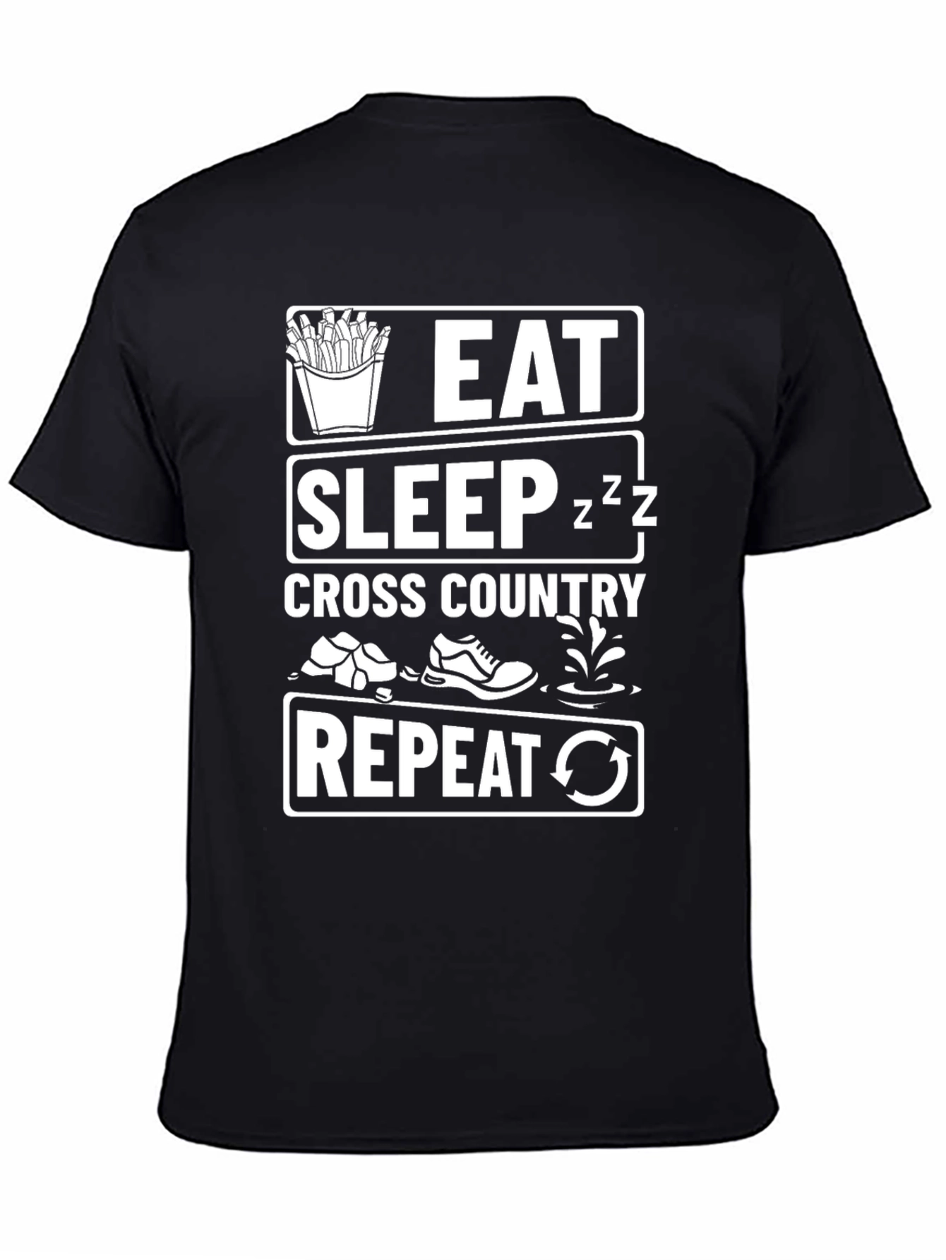 Eat Sleep Cross Country Repeat Black T-Shirt