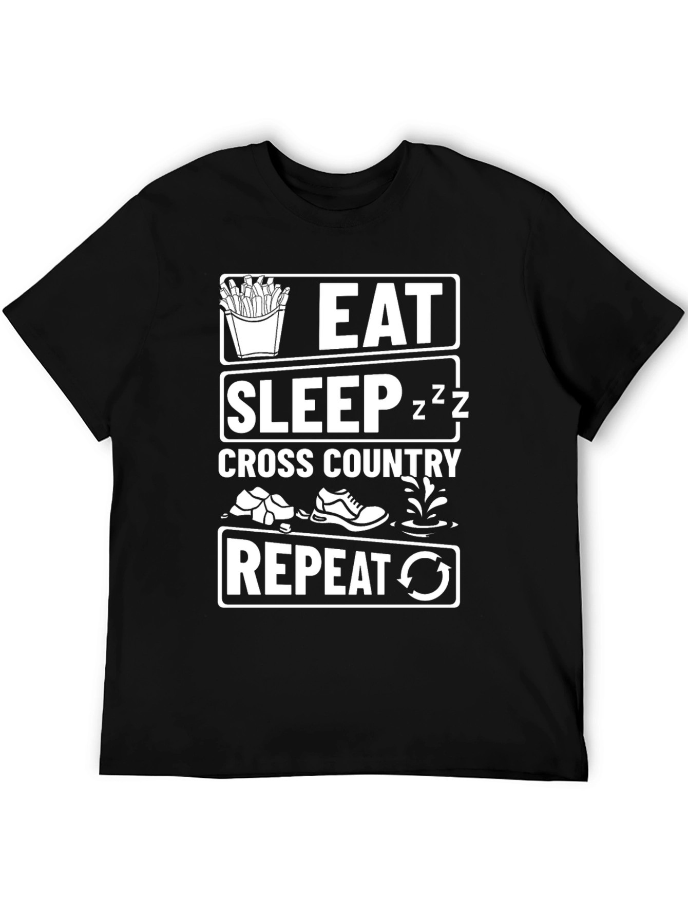 Eat Sleep Cross Country Repeat Black T-Shirt
