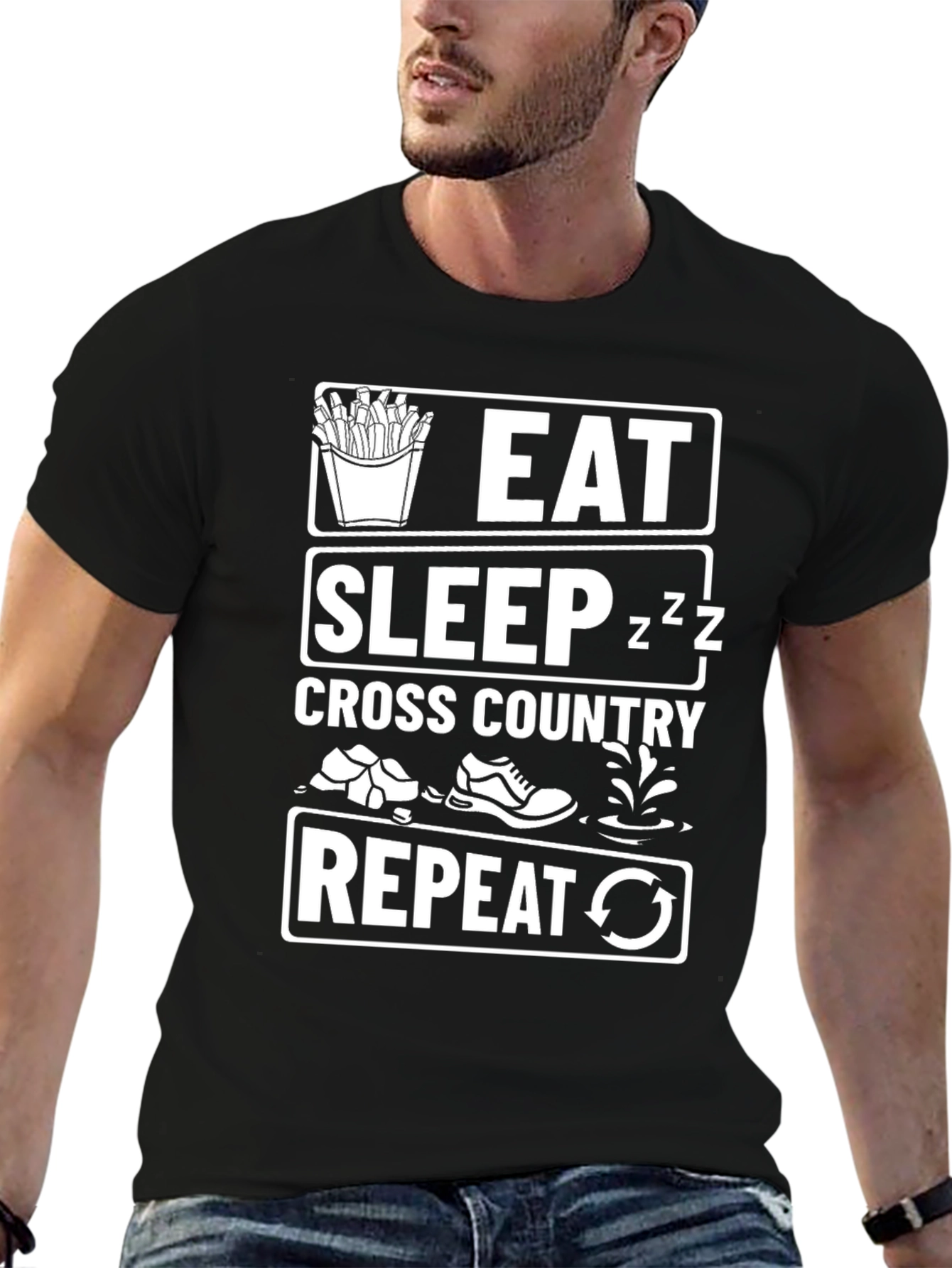 Eat Sleep Cross Country Repeat Black T-Shirt