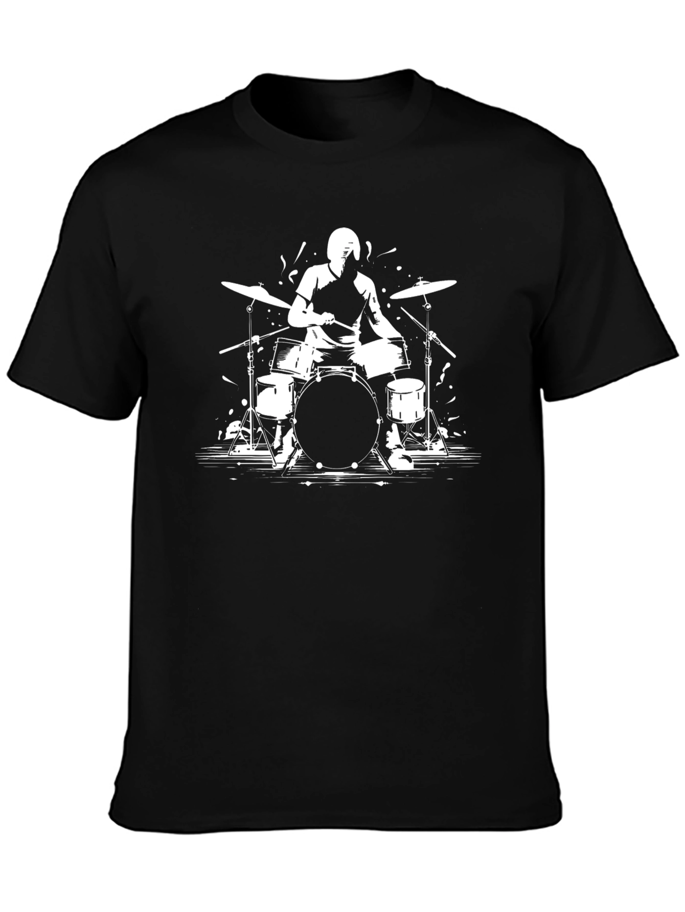 Drummer Graphic Tee - Black Cotton T-Shirt