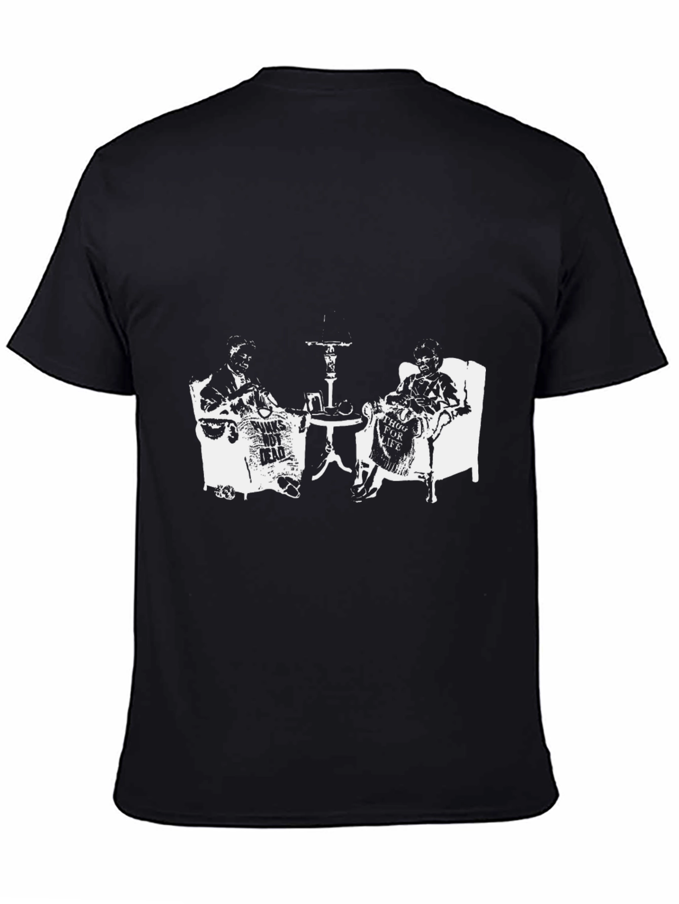 Black T-Shirt with Newspaper Graphic