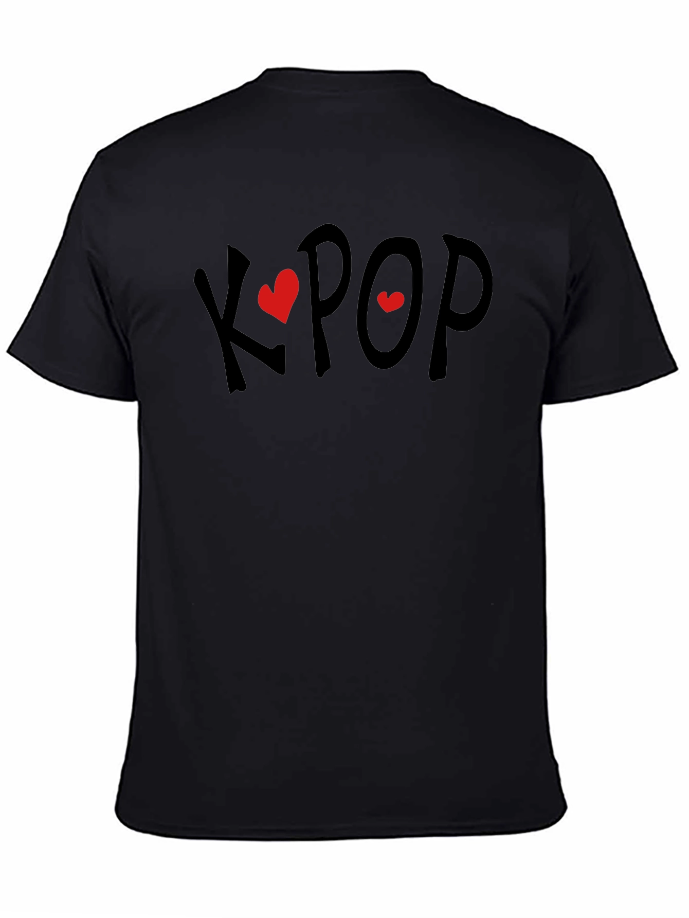 K-Pop Heart Tee - Black Cotton Blend T-Shirt