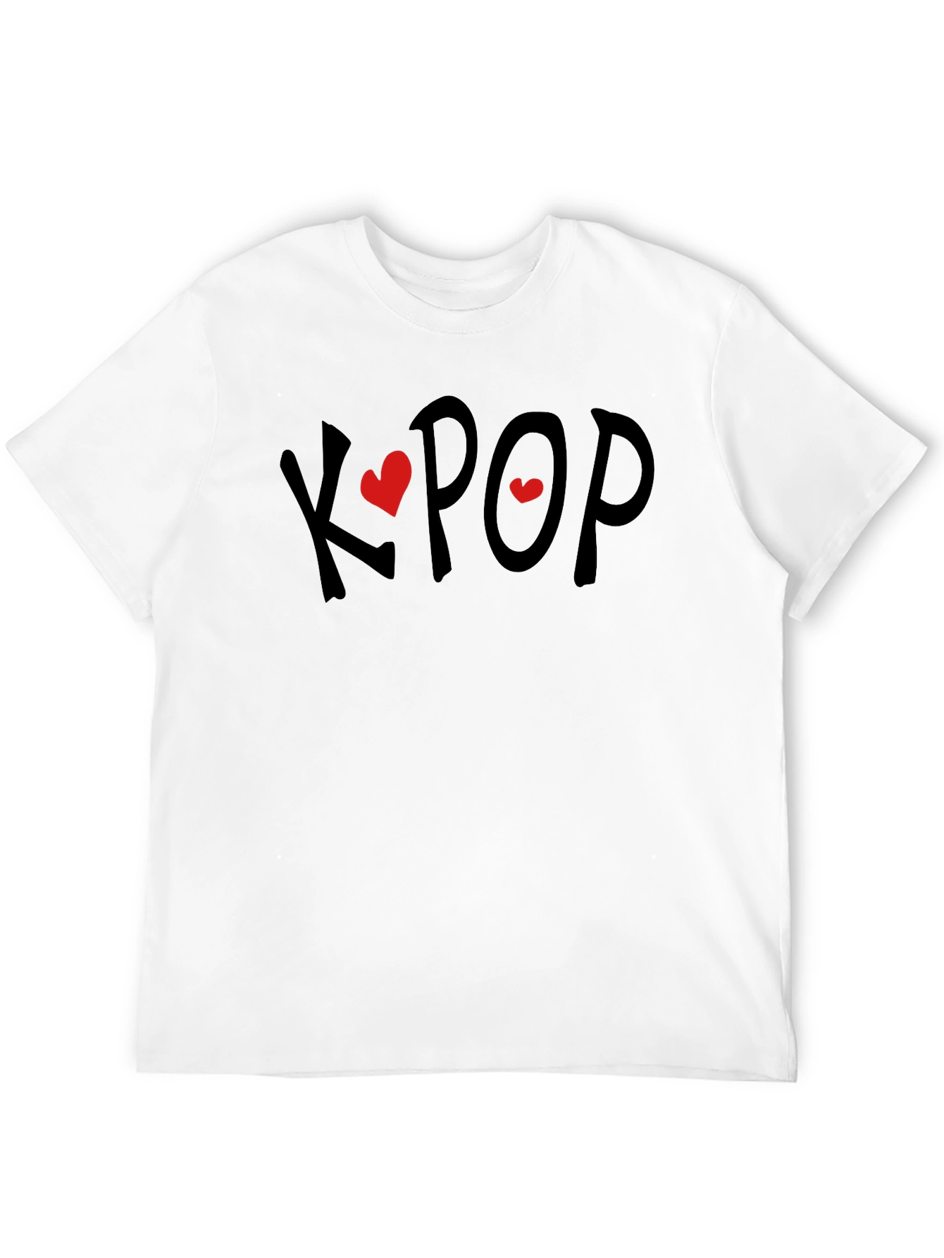 K-Pop Heart Tee - Black Cotton Blend T-Shirt