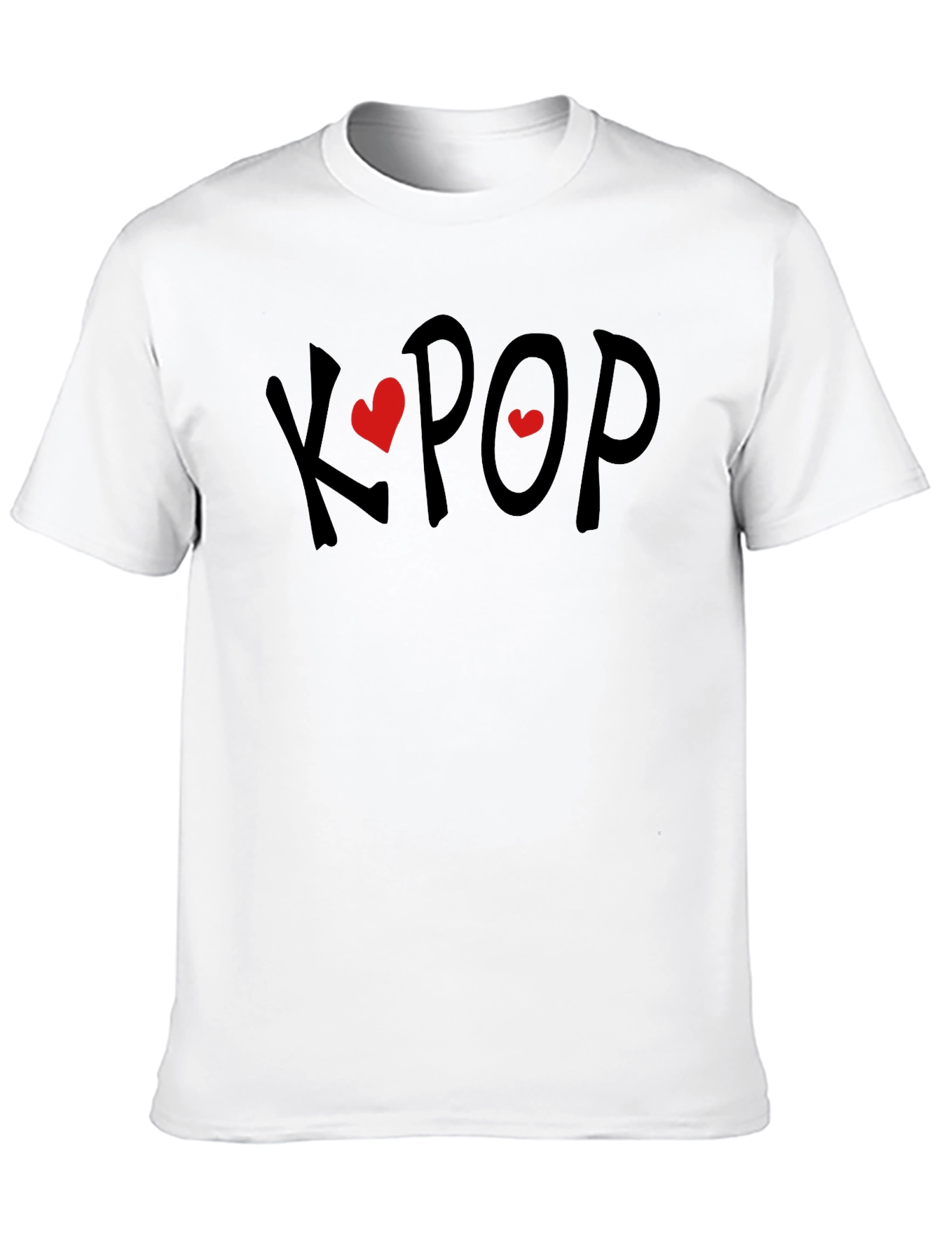 K-Pop Heart Tee - Black Cotton Blend T-Shirt