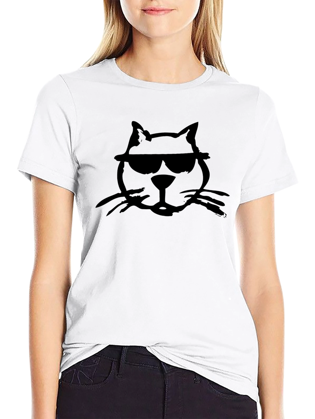 Cool Cat T-Shirt - Black Cotton Graphic Tee