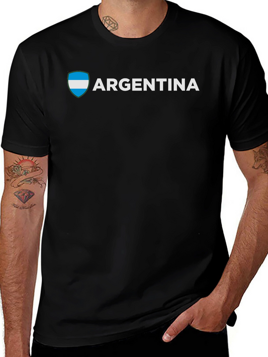 Argentina Flag T-Shirt - Black Cotton Tee