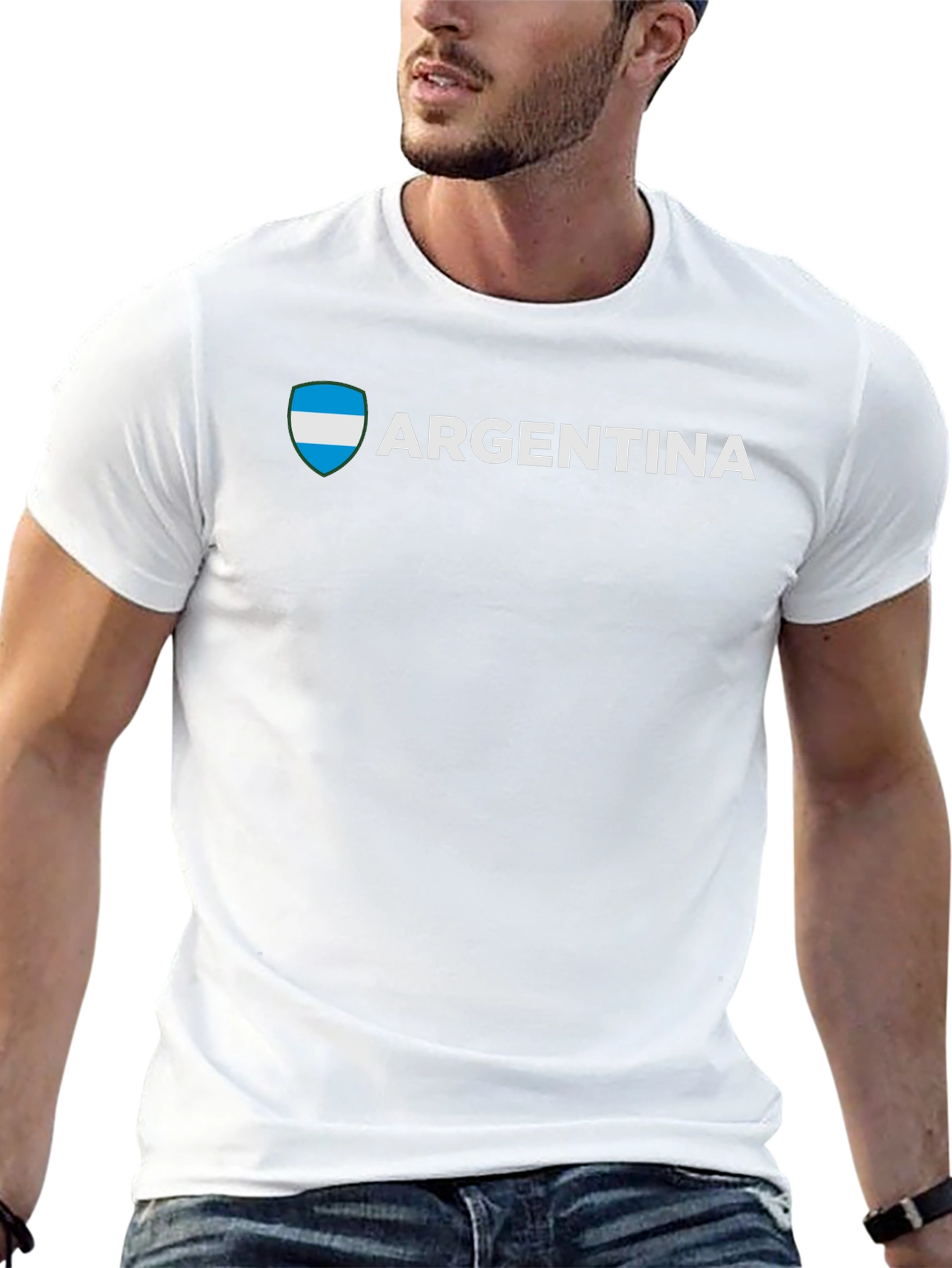 Argentina Flag T-Shirt - Black Cotton Tee