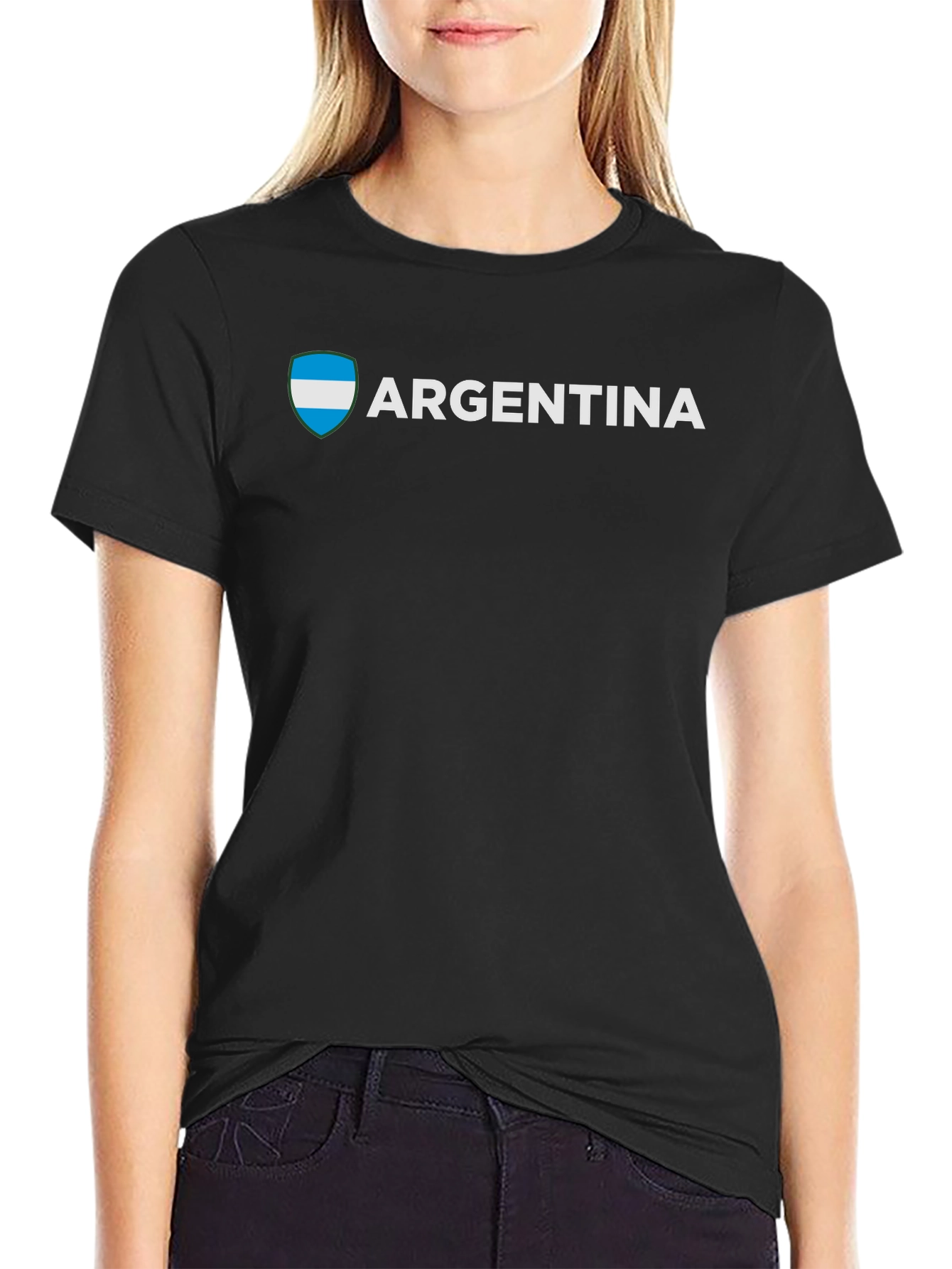 Argentina Flag T-Shirt - Black Cotton Tee