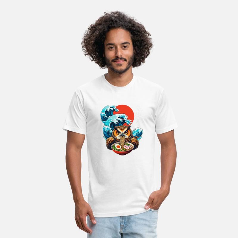 Japanese Wave Sunset Art Noodle Foodie Cute Owl