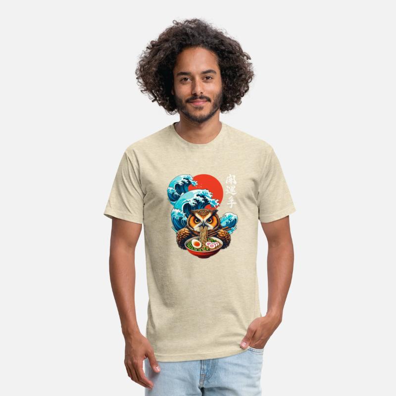 Japanese Wave Sunset Art Noodle Foodie Cute Owl