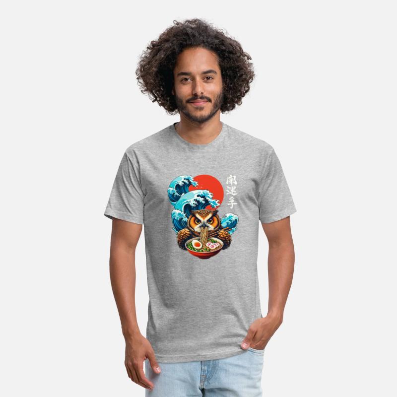 Japanese Wave Sunset Art Noodle Foodie Cute Owl