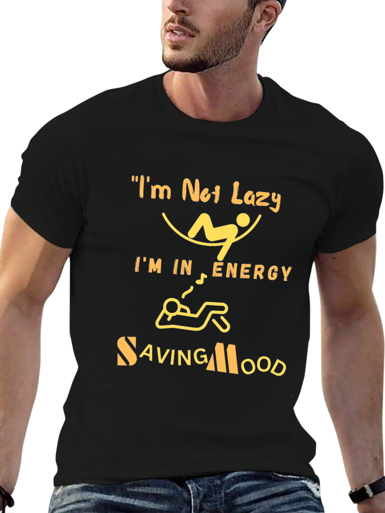 Energy Saving Mood Graphic Tee - Black