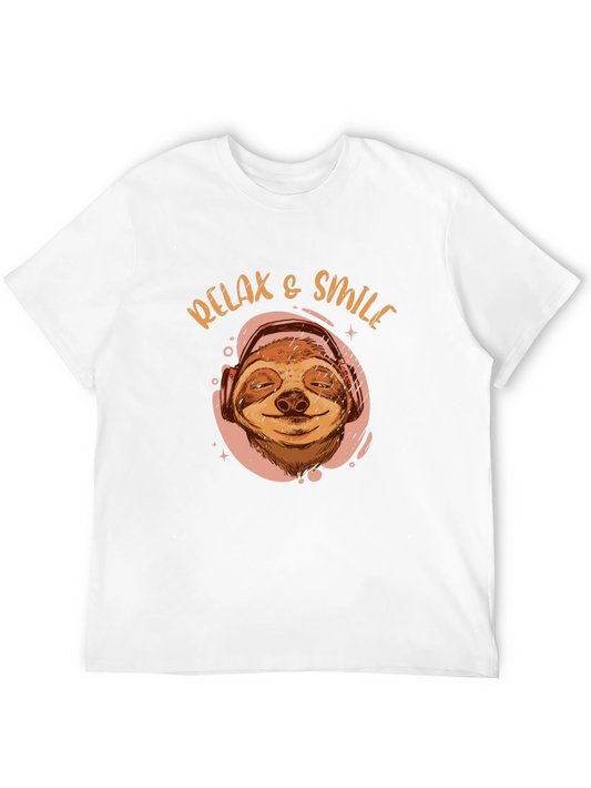 Relax & Smile Sloth Graphic Tee - Soft Cotton Comfort